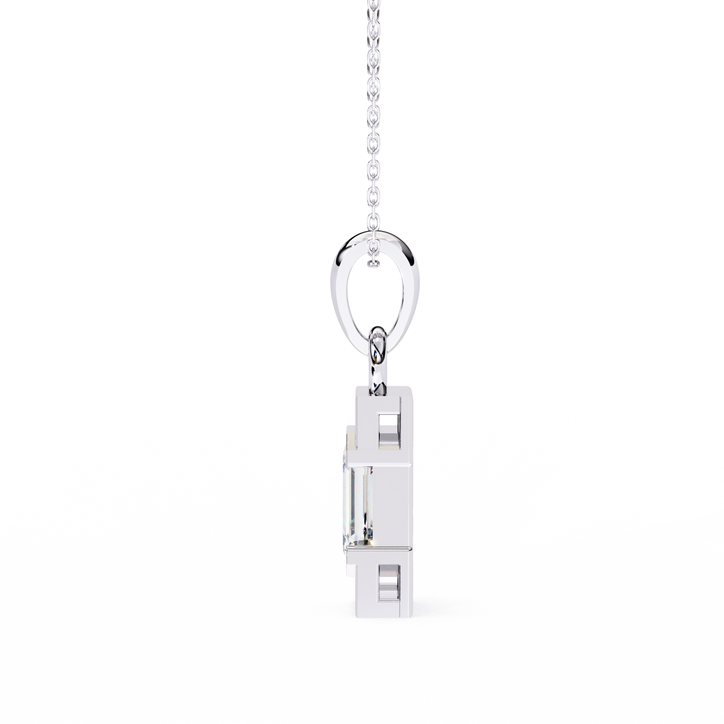 empire baguette lab grown diamond pendant
