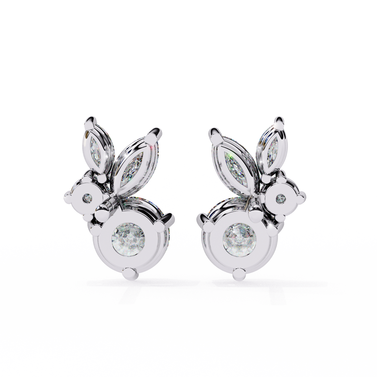 viva asymmetrical marquise cluster lab grown diamond studs