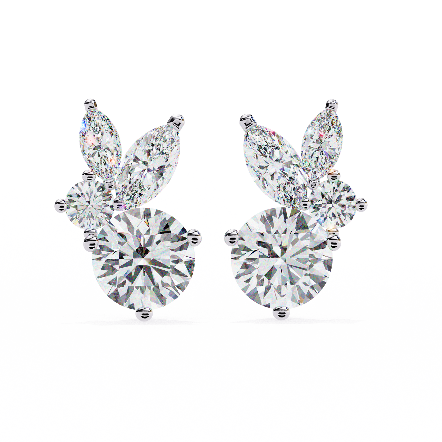 viva asymmetrical marquise cluster lab grown diamond studs