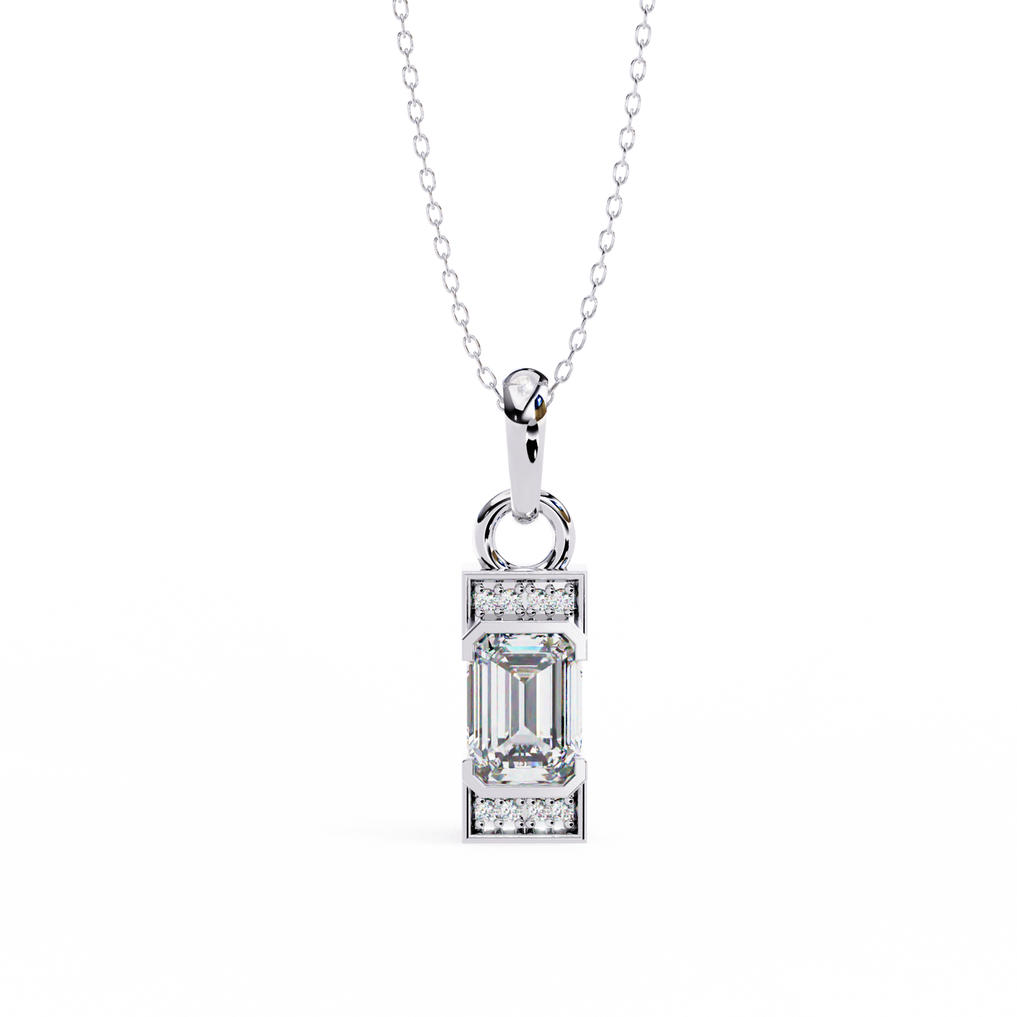 empire baguette lab grown diamond pendant