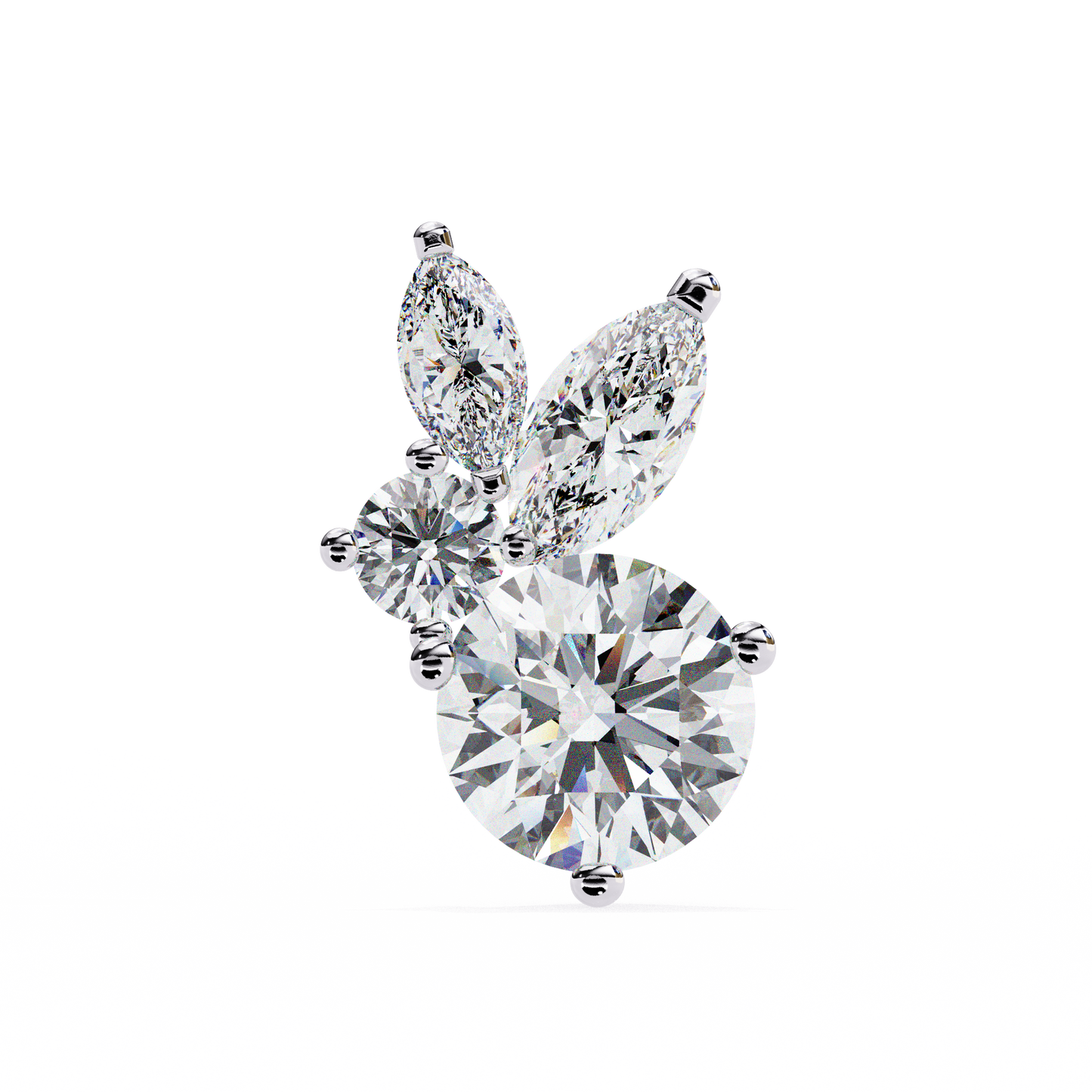 viva asymmetrical marquise cluster lab grown diamond studs