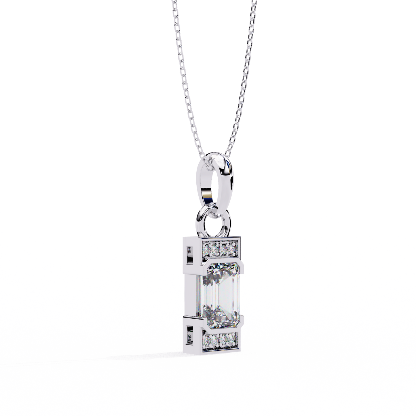 empire baguette lab grown diamond pendant