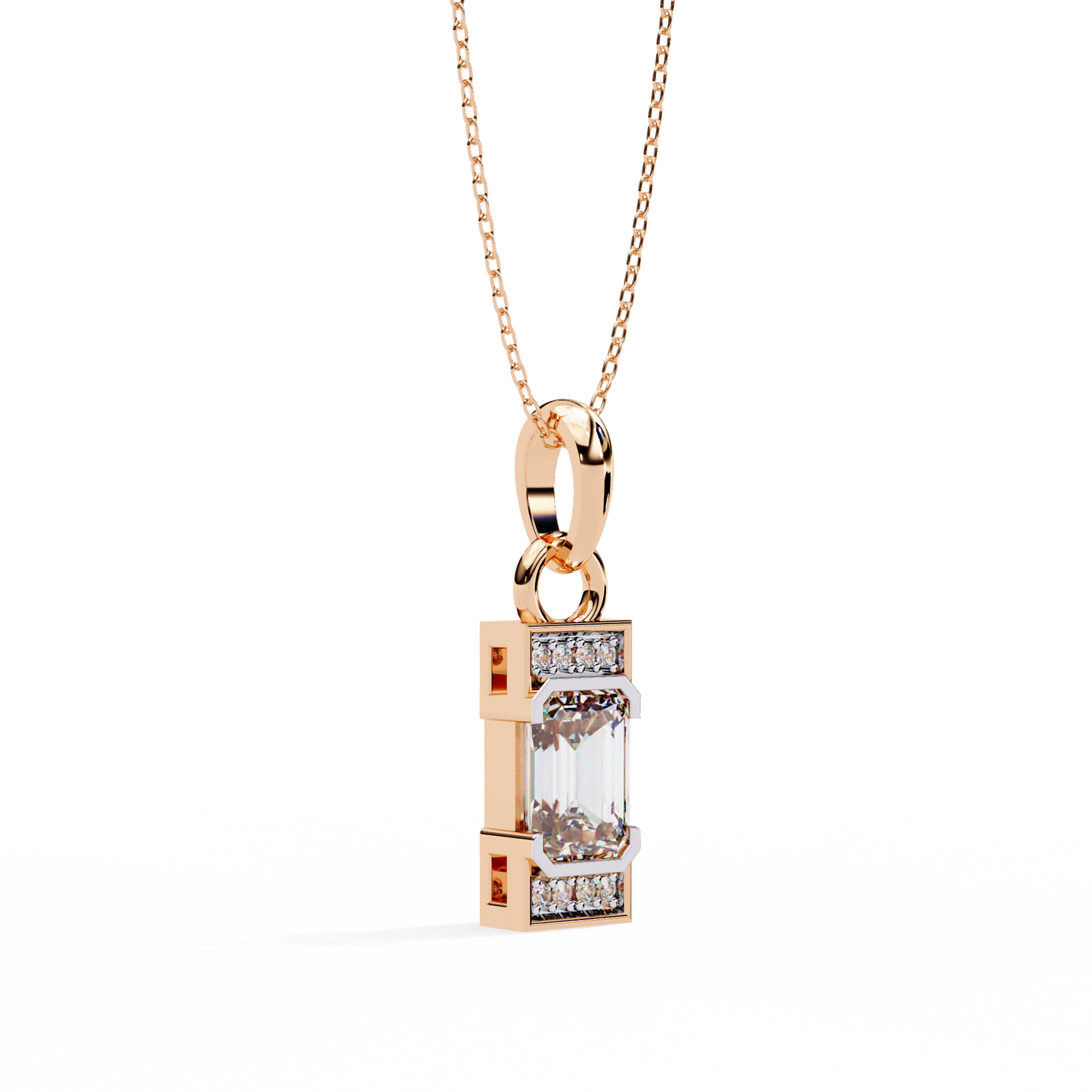 empire baguette lab grown diamond pendant