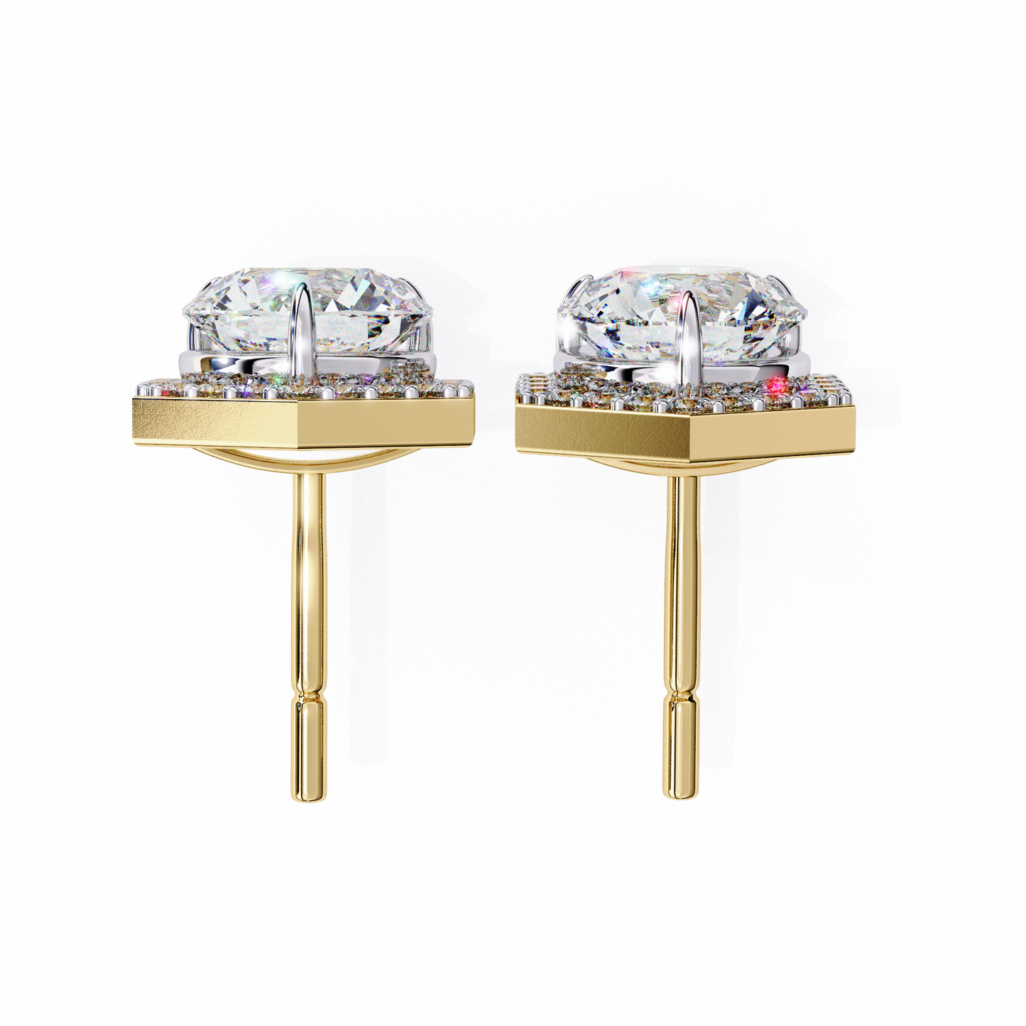 luxe hexagon halo lab grown diamond studs