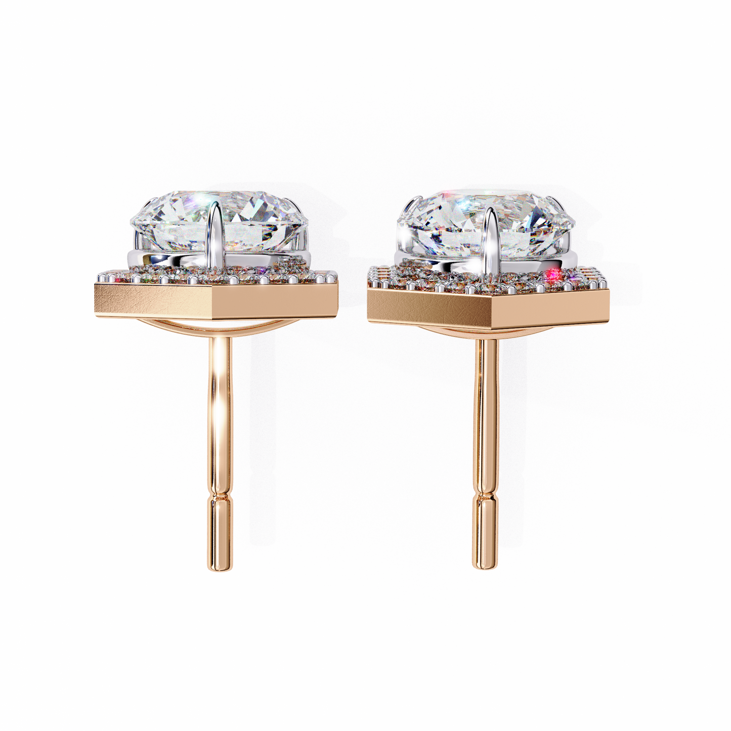 luxe hexagon halo lab grown diamond studs