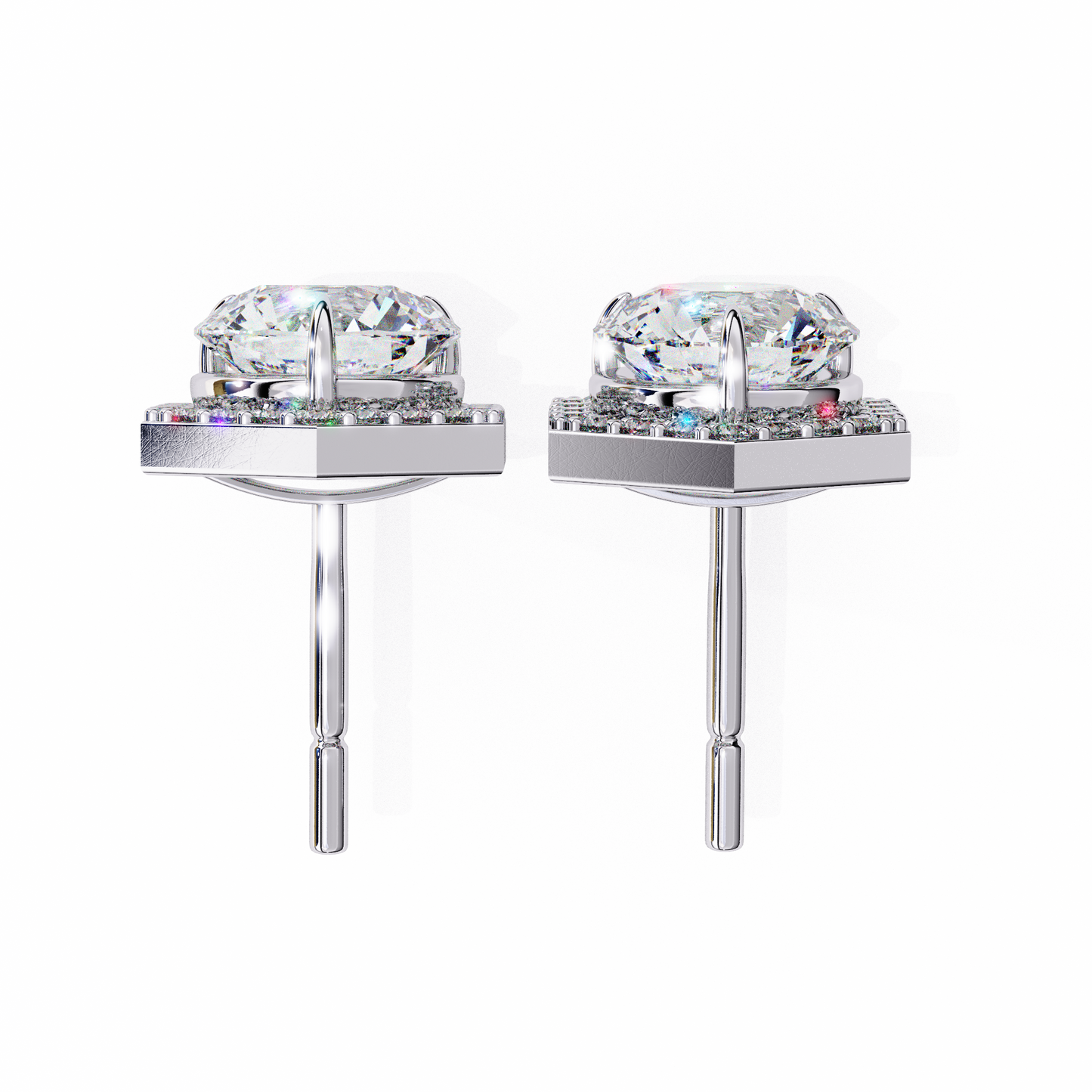 luxe hexagon halo lab grown diamond studs