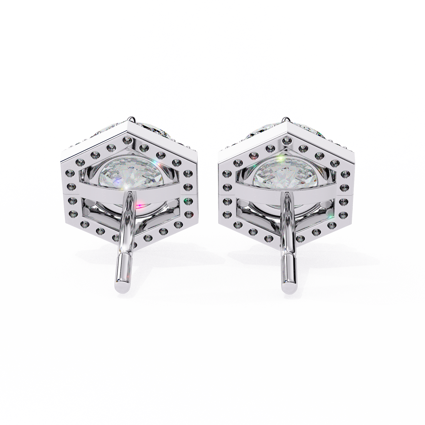 luxe hexagon halo lab grown diamond studs