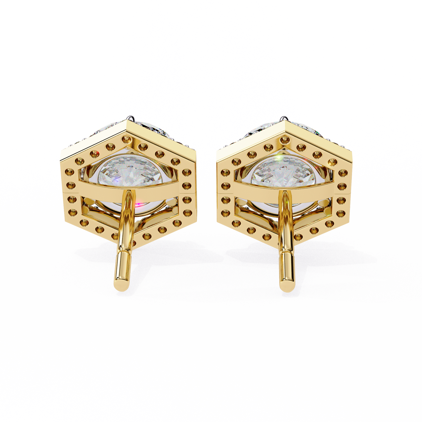 luxe hexagon halo lab grown diamond studs