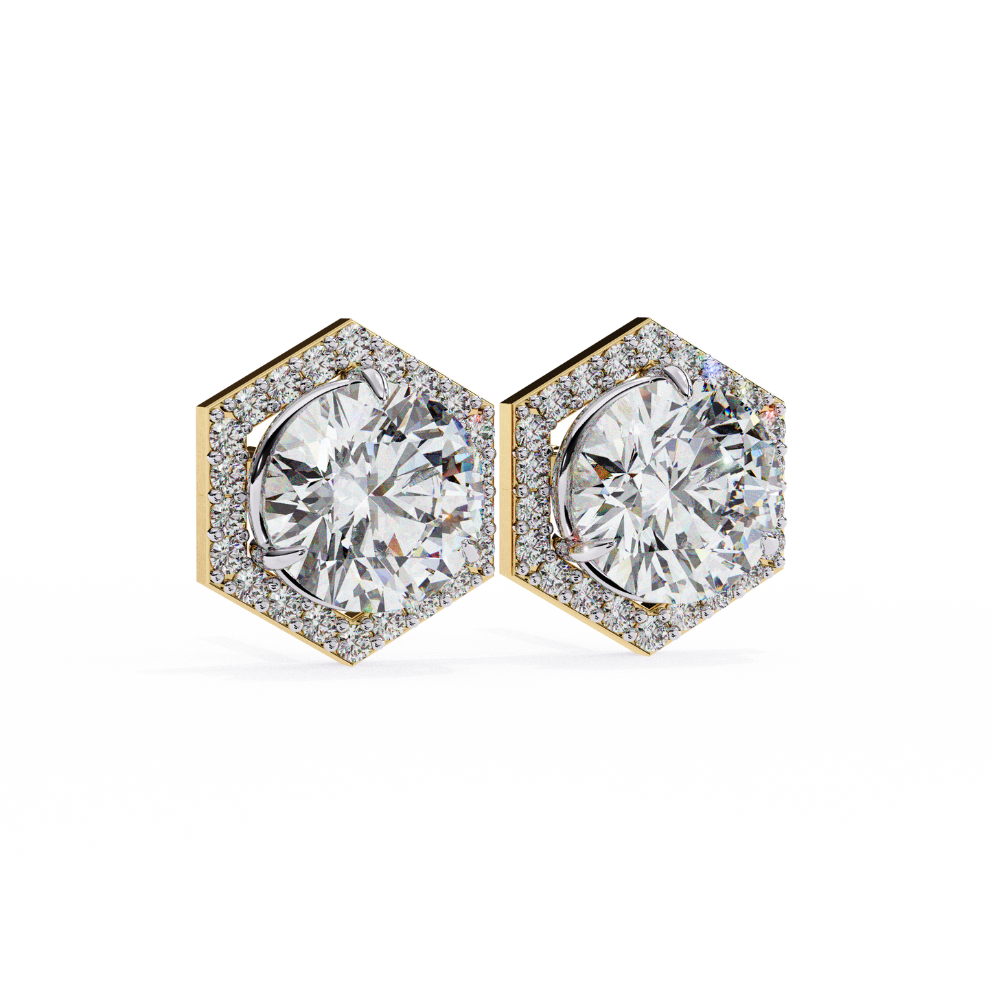 luxe hexagon halo lab grown diamond studs