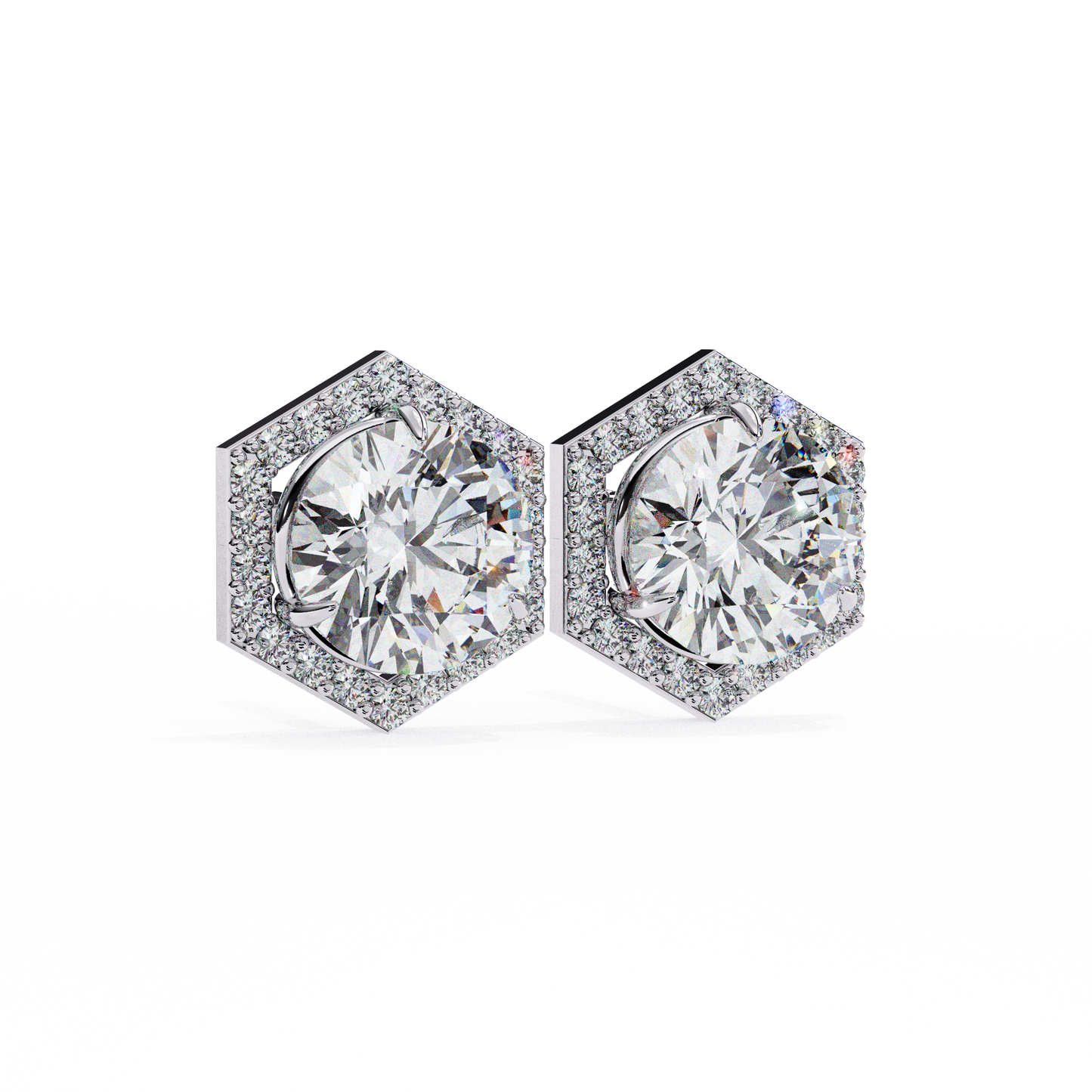 luxe hexagon halo lab grown diamond studs
