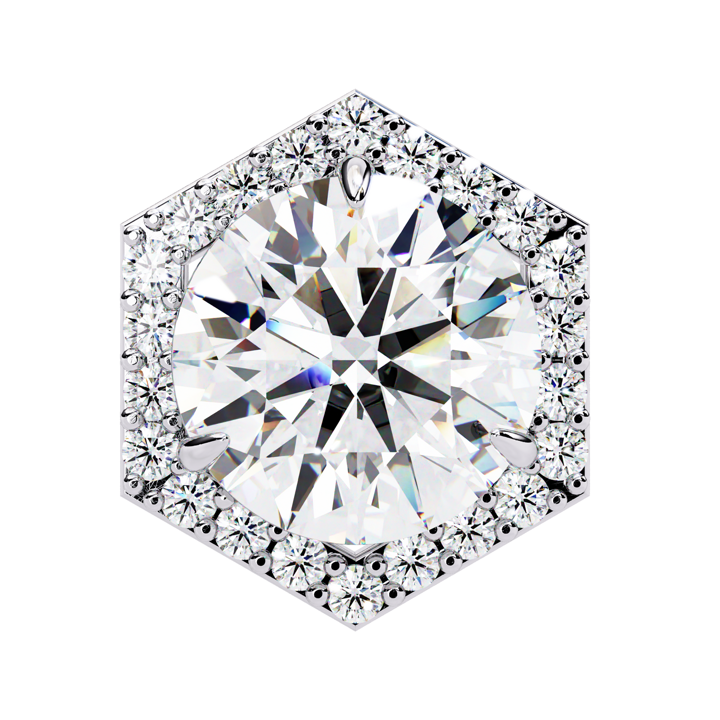 luxe hexagon halo lab grown diamond studs