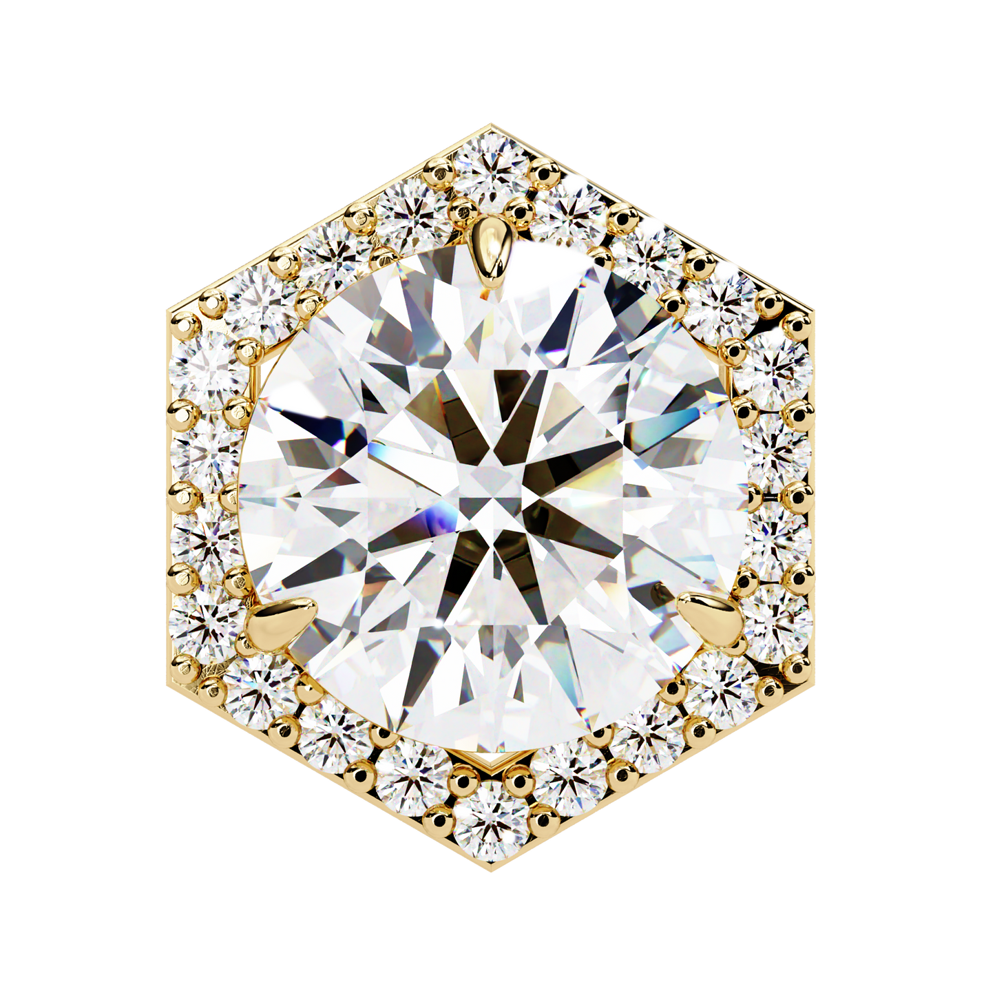 luxe hexagon halo lab grown diamond studs