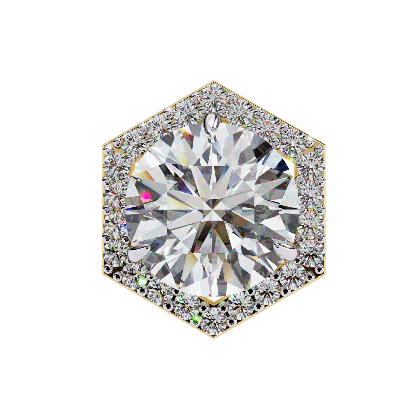 luxe hexagon halo lab grown diamond studs