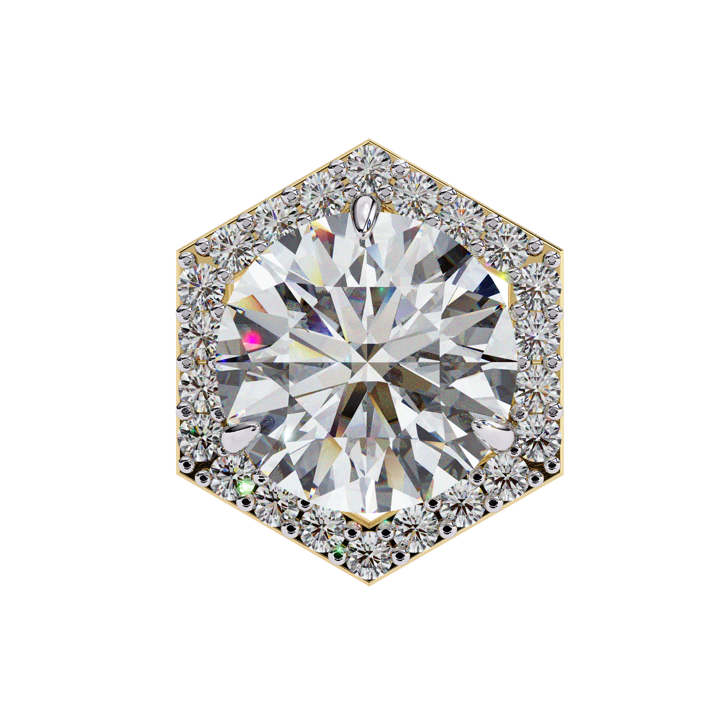 luxe hexagon halo lab grown diamond studs