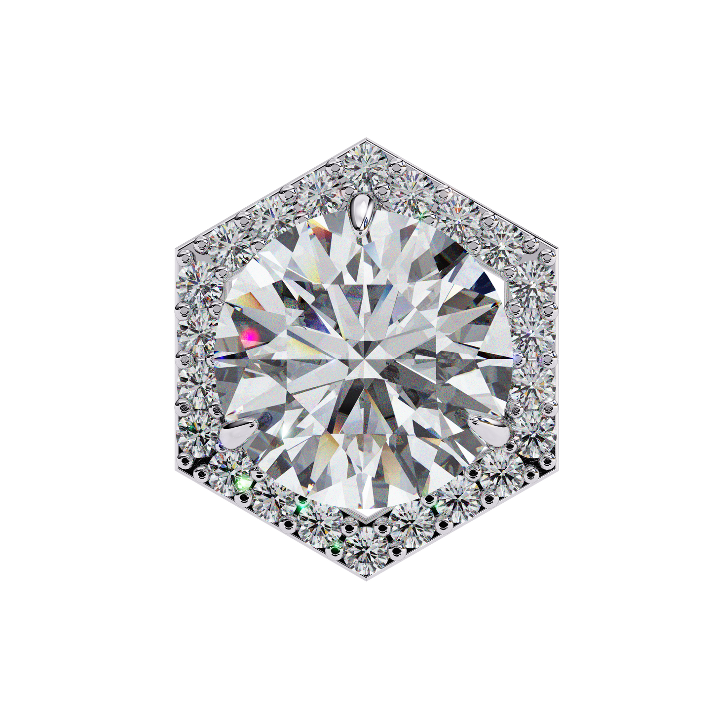 luxe hexagon halo lab grown diamond studs