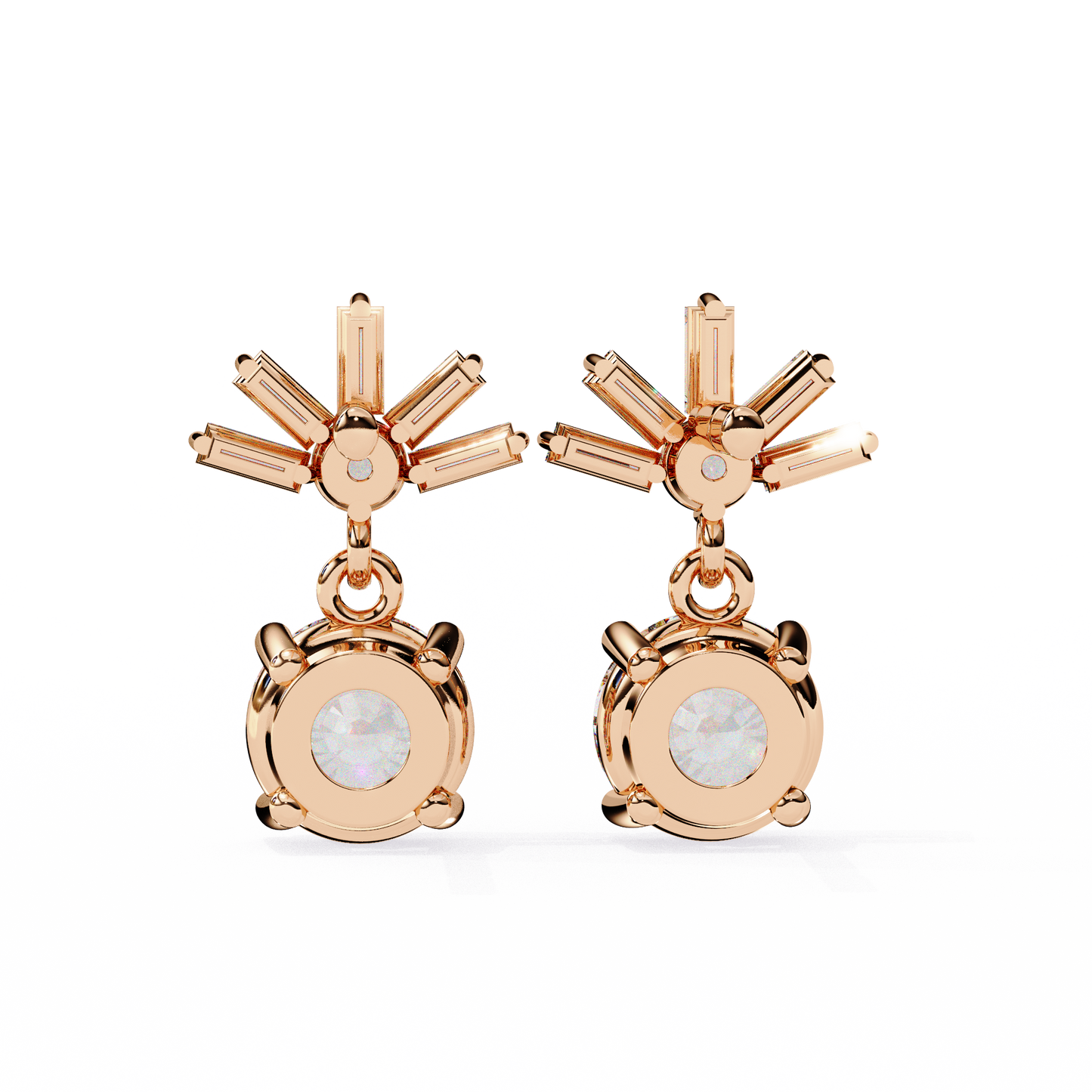 radiance baguette cluster drop lab grown diamond studs