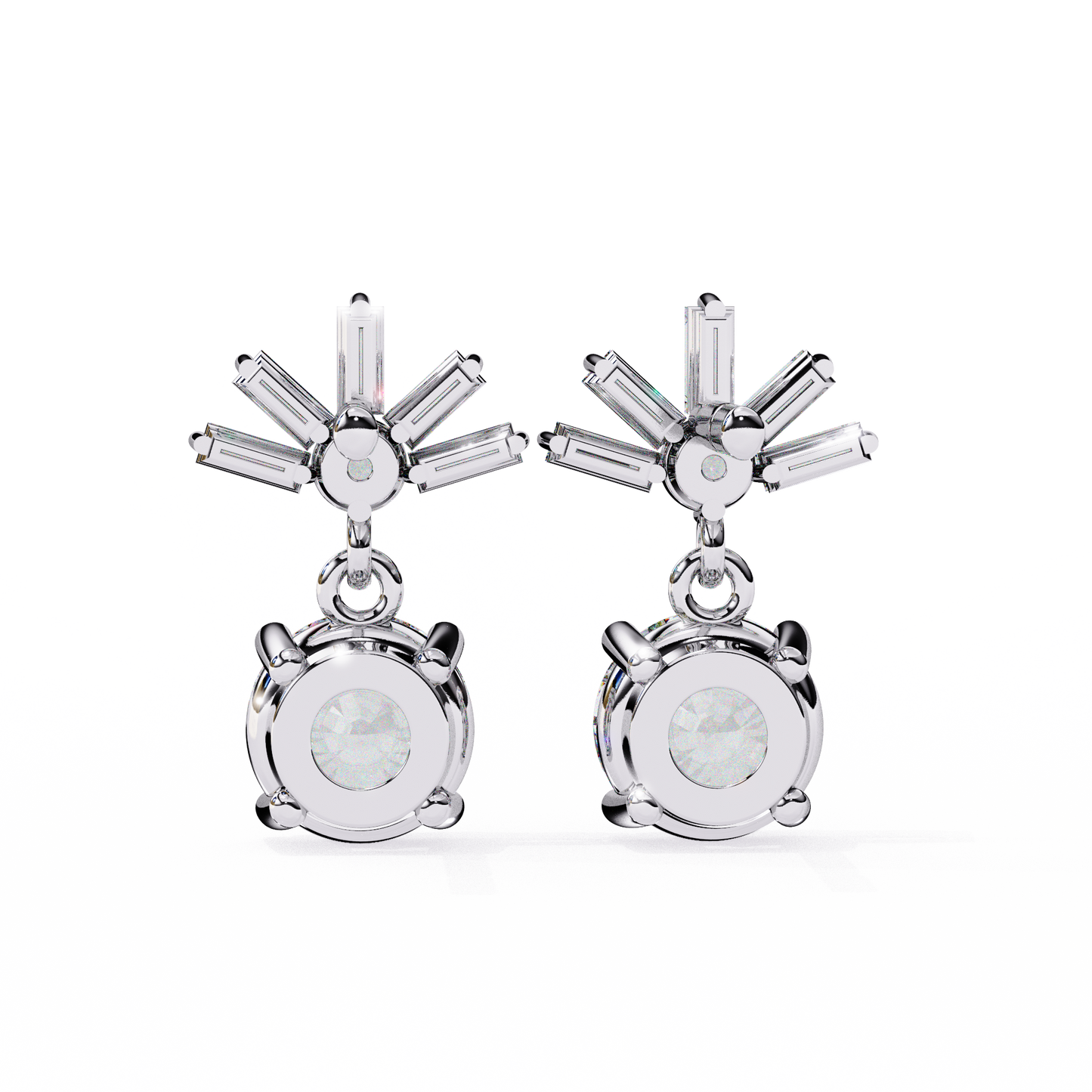 radiance baguette cluster drop lab grown diamond studs