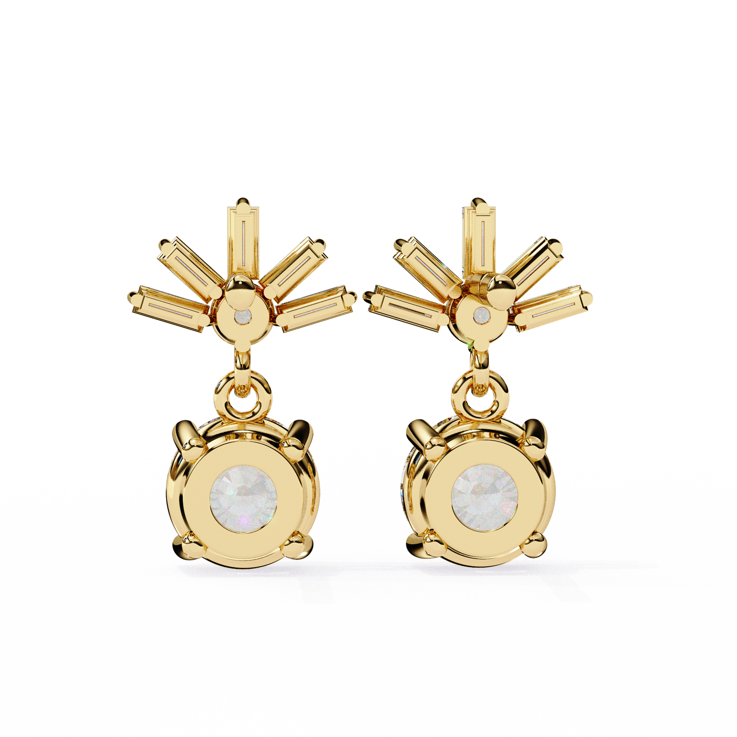 radiance baguette cluster drop lab grown diamond studs
