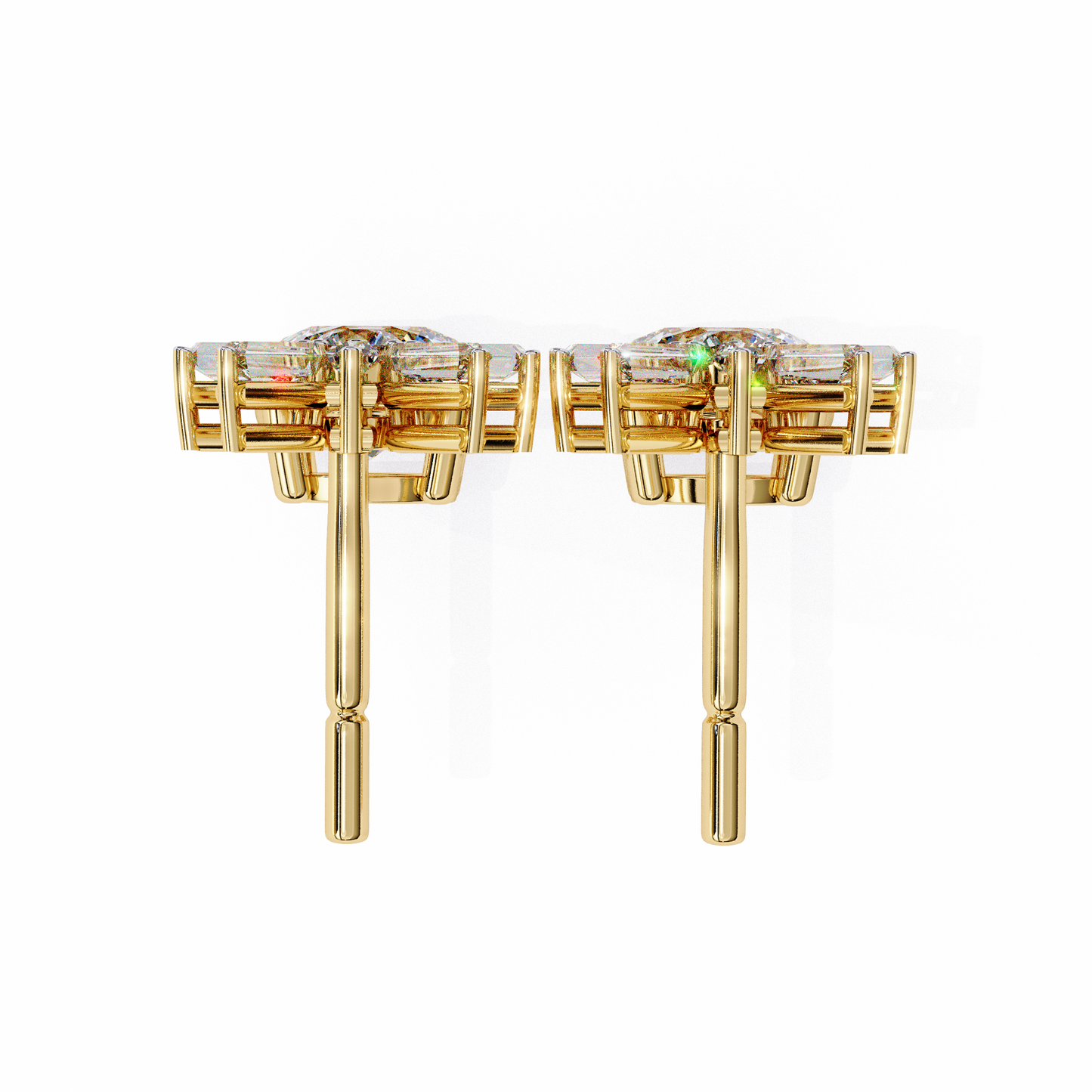 radiance baguette cluster drop lab grown diamond studs