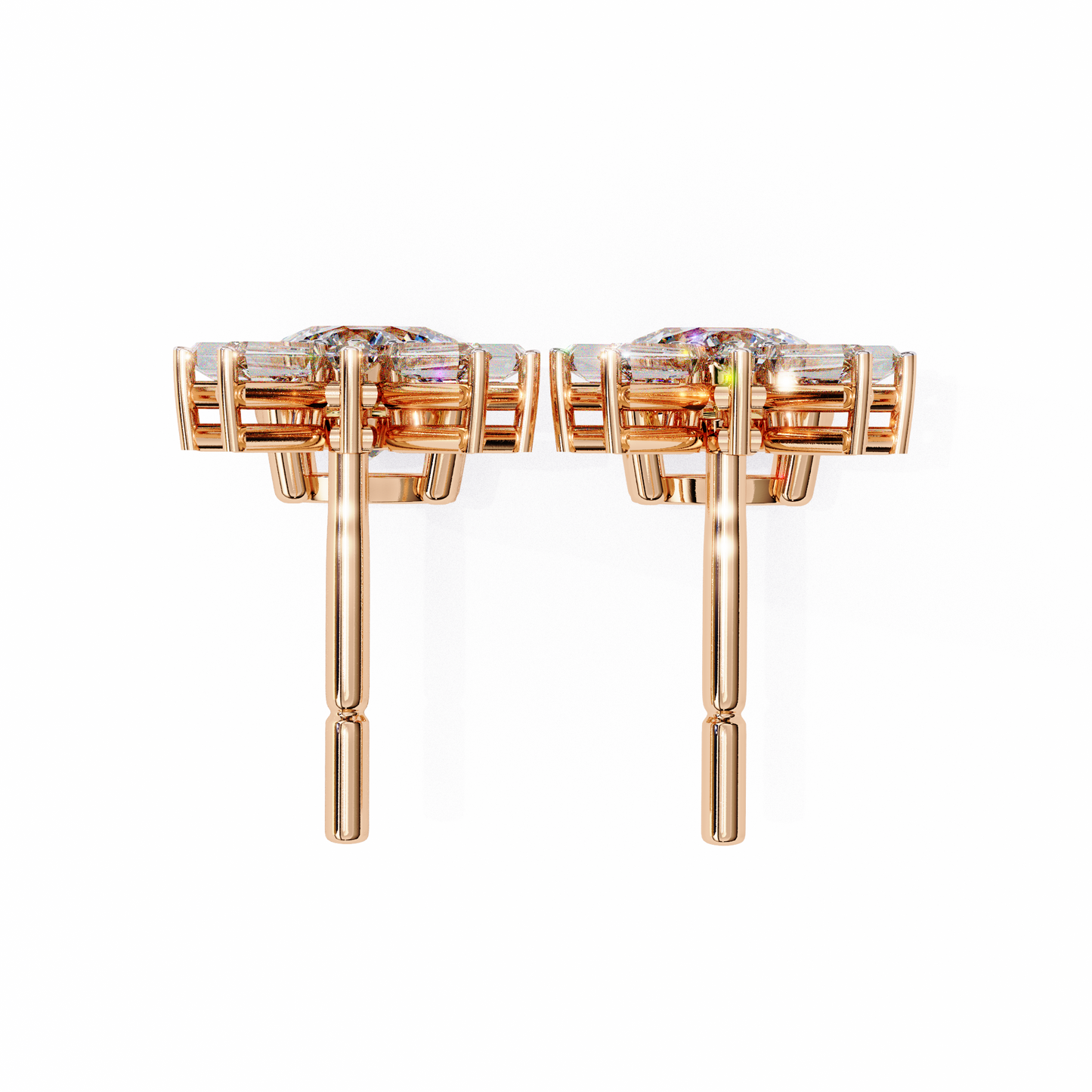 radiance baguette cluster drop lab grown diamond studs