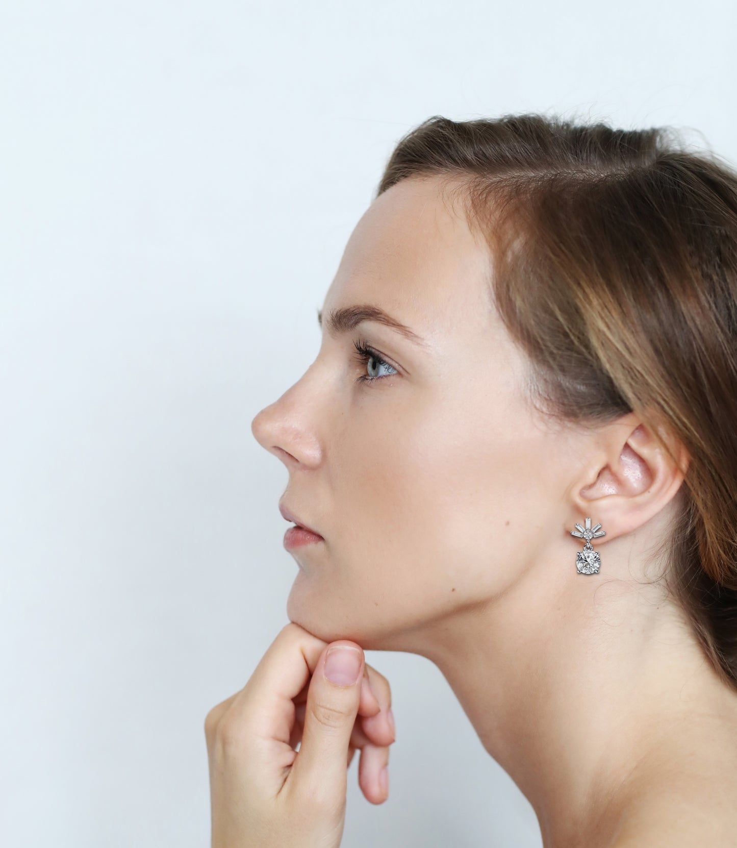 radiance baguette cluster drop lab grown diamond studs
