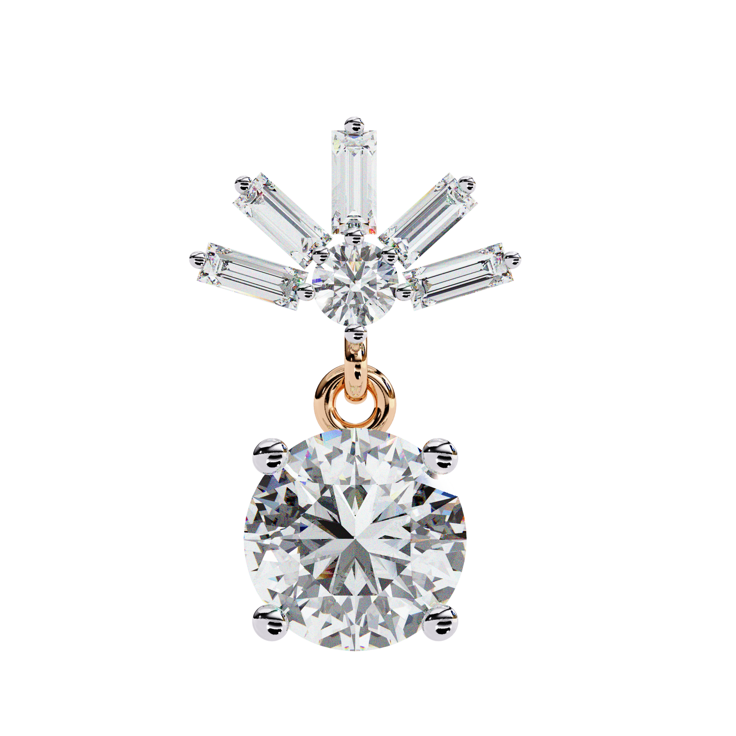 radiance baguette cluster drop lab grown diamond studs