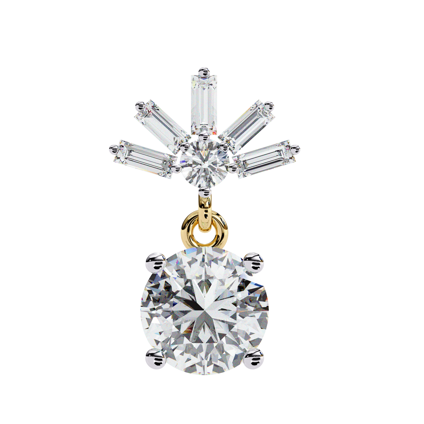 radiance baguette cluster drop lab grown diamond studs