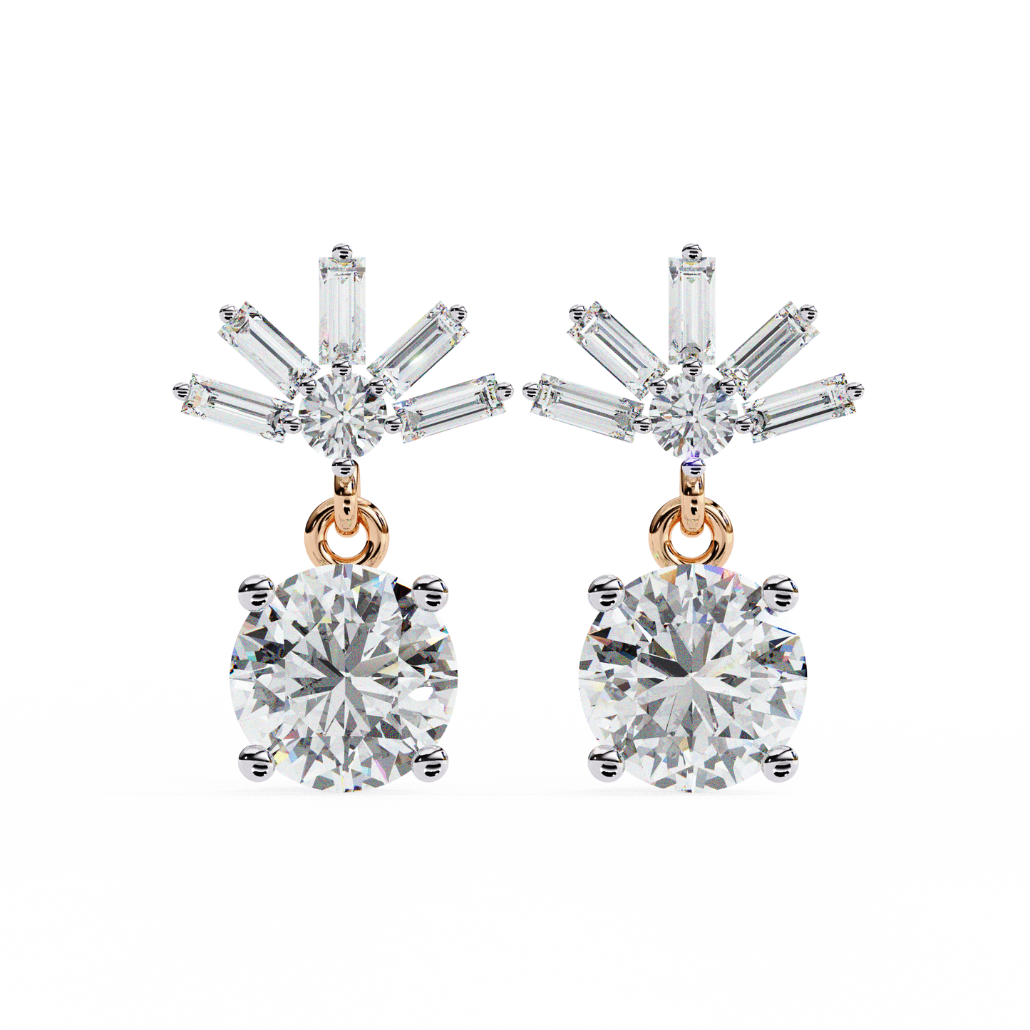 radiance baguette cluster drop lab grown diamond studs