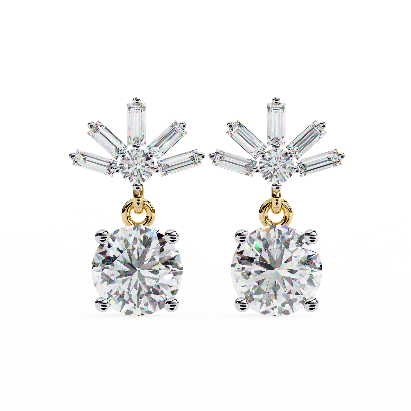 radiance baguette cluster drop lab grown diamond studs