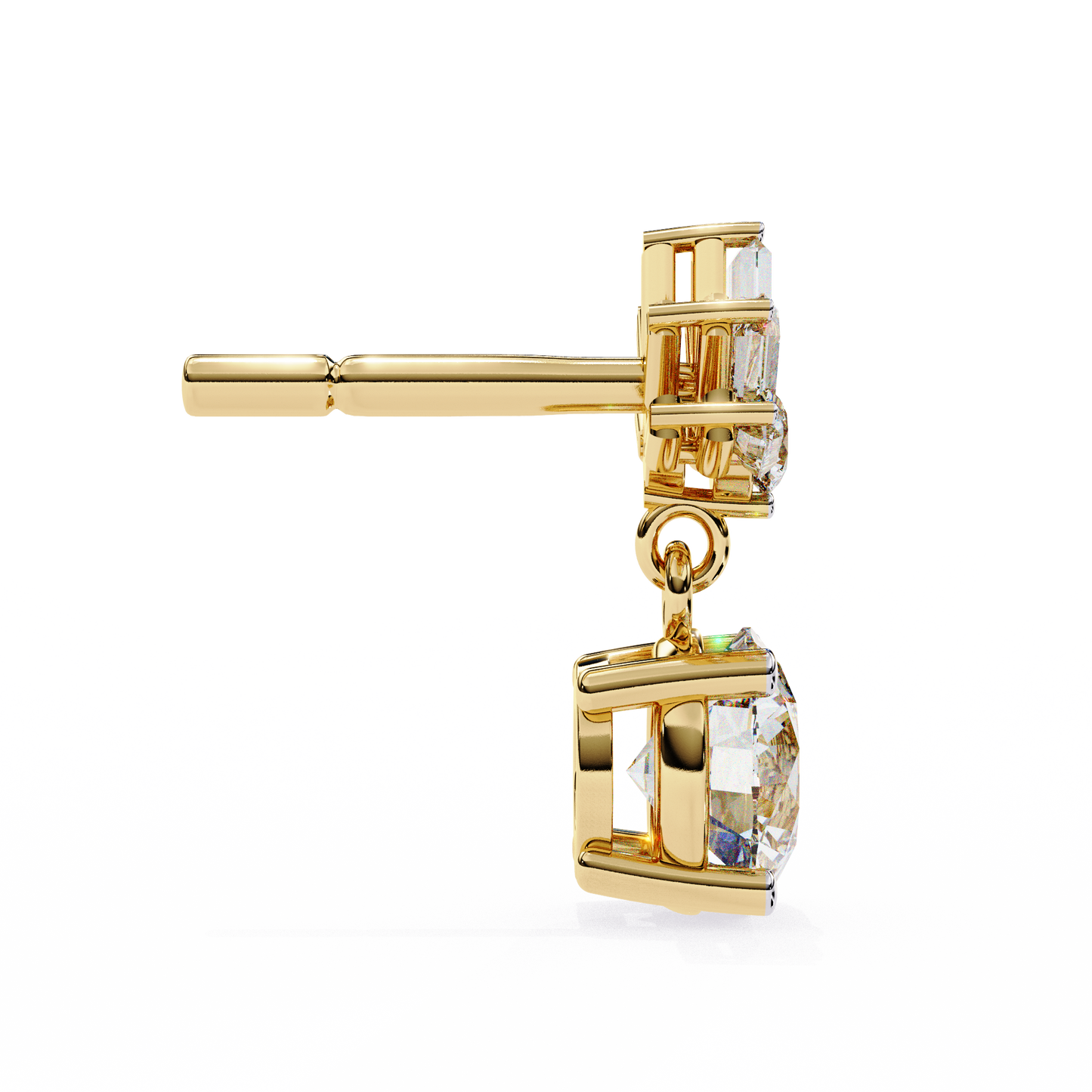 radiance baguette cluster drop lab grown diamond studs