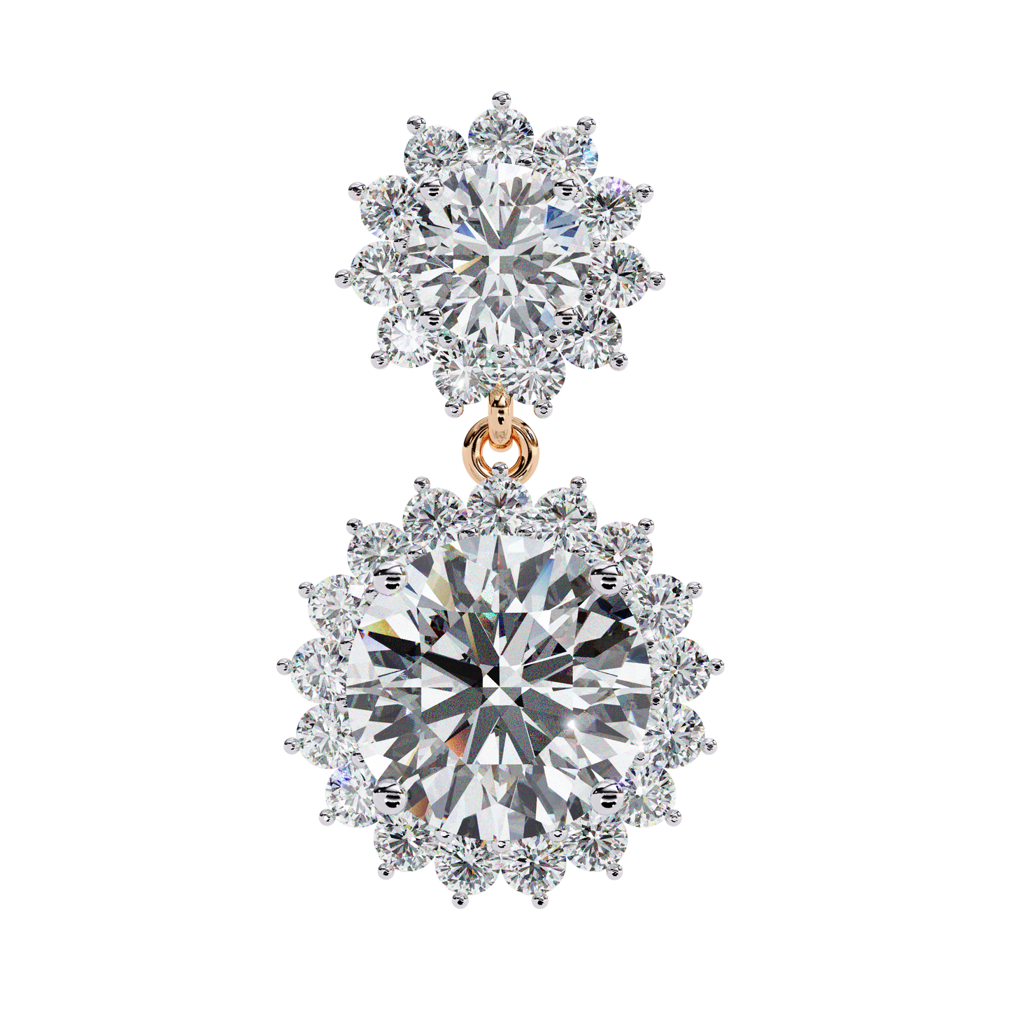 aurora double halo drop lab grown diamond studs