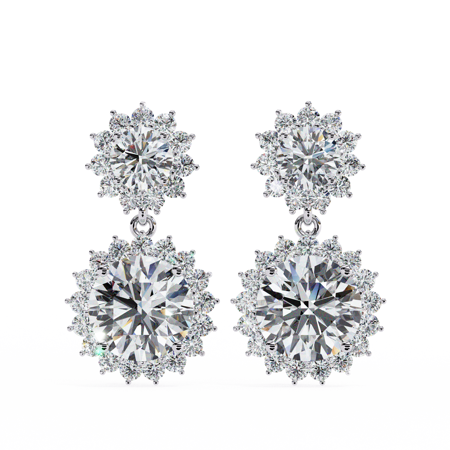 aurora double halo drop lab grown diamond studs