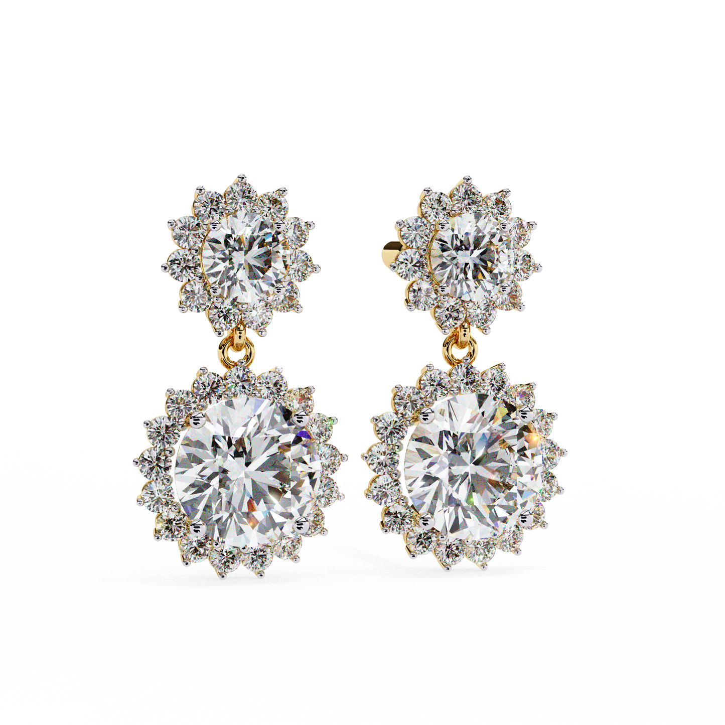 aurora double halo drop lab grown diamond studs