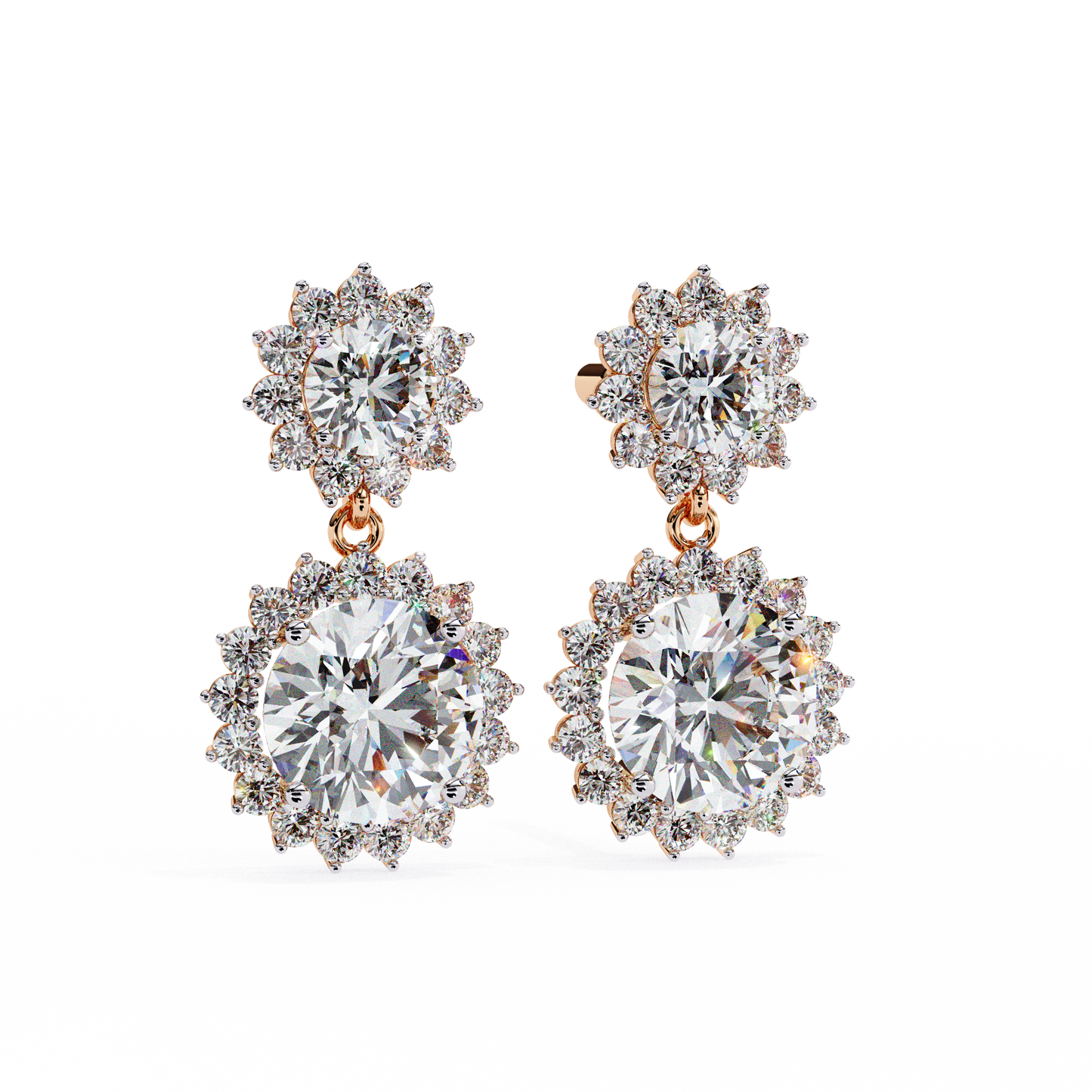 aurora double halo drop lab grown diamond studs