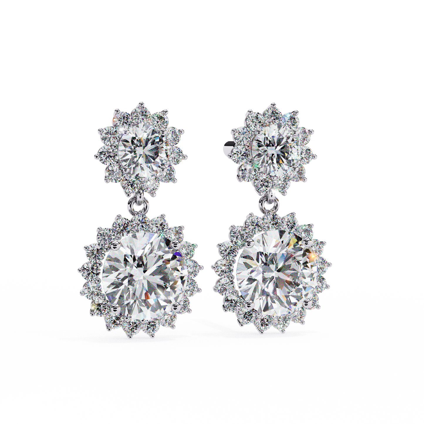 aurora double halo drop lab grown diamond studs
