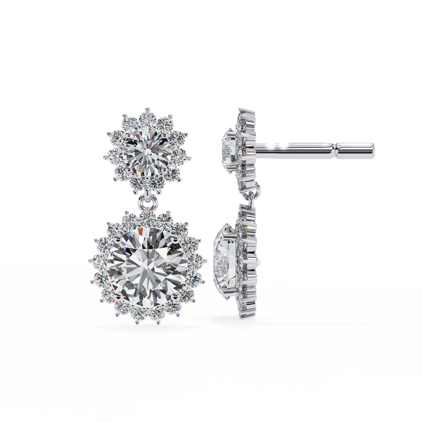 aurora double halo drop lab grown diamond studs