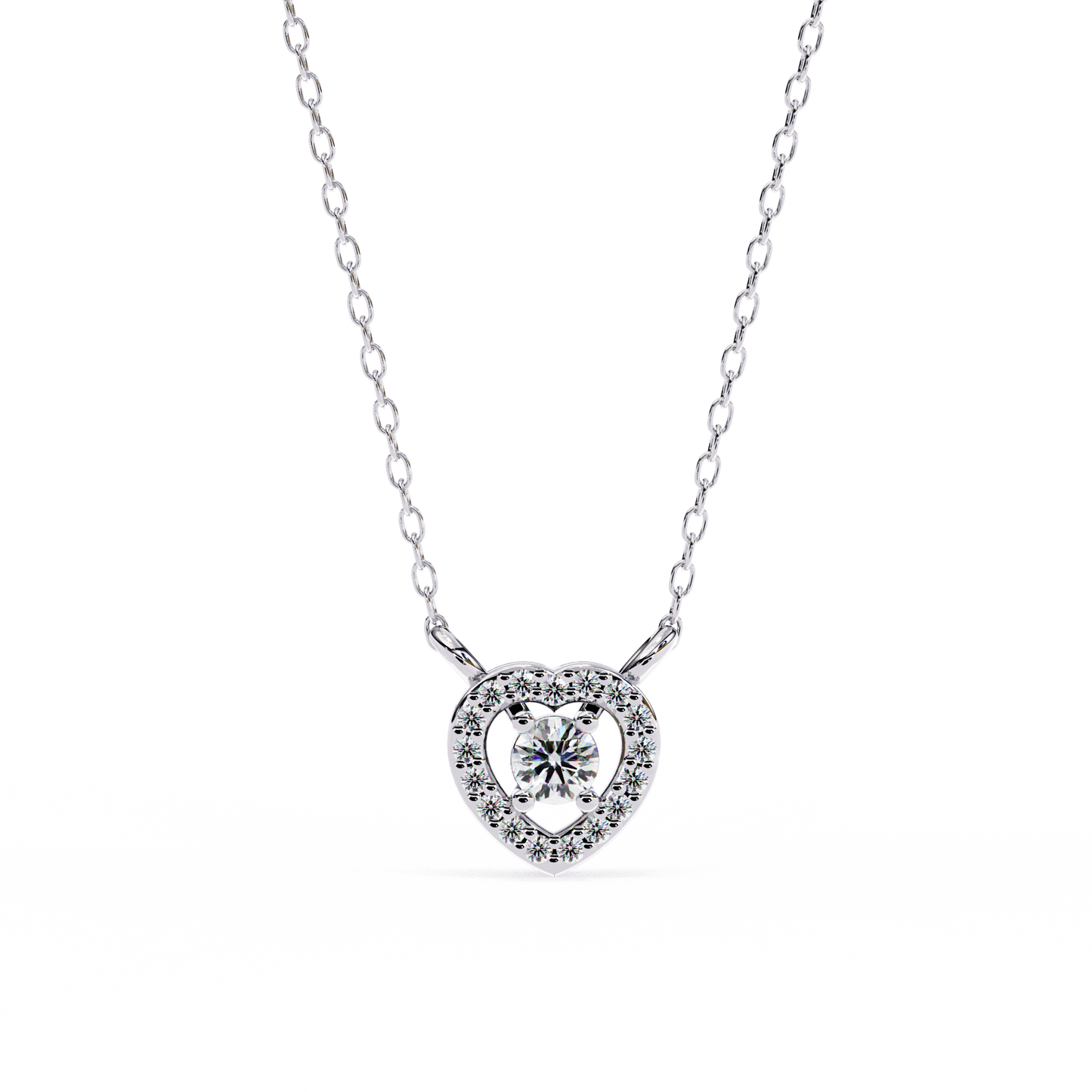 cherish heart halo lab grown diamond pendant