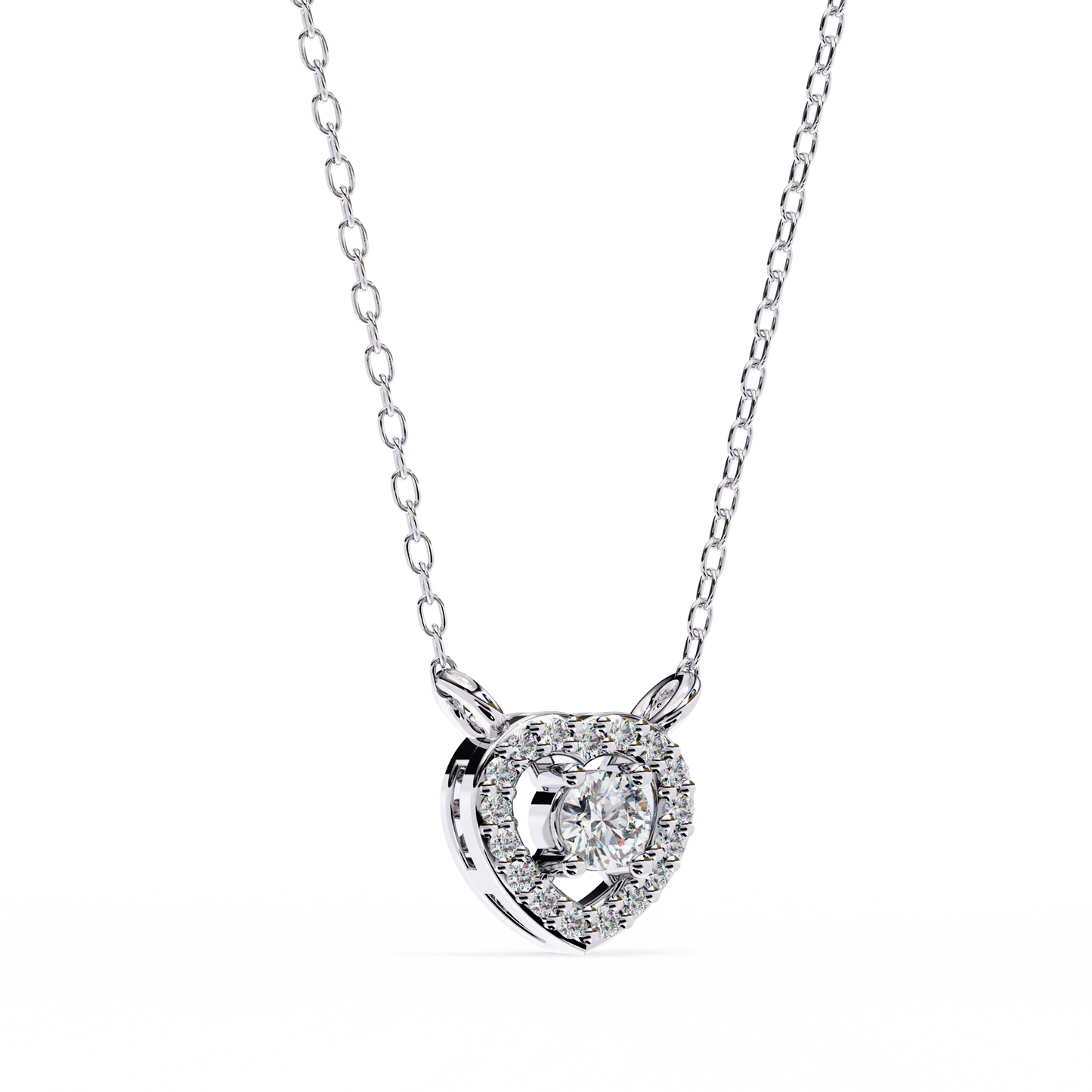 cherish heart halo lab grown diamond pendant