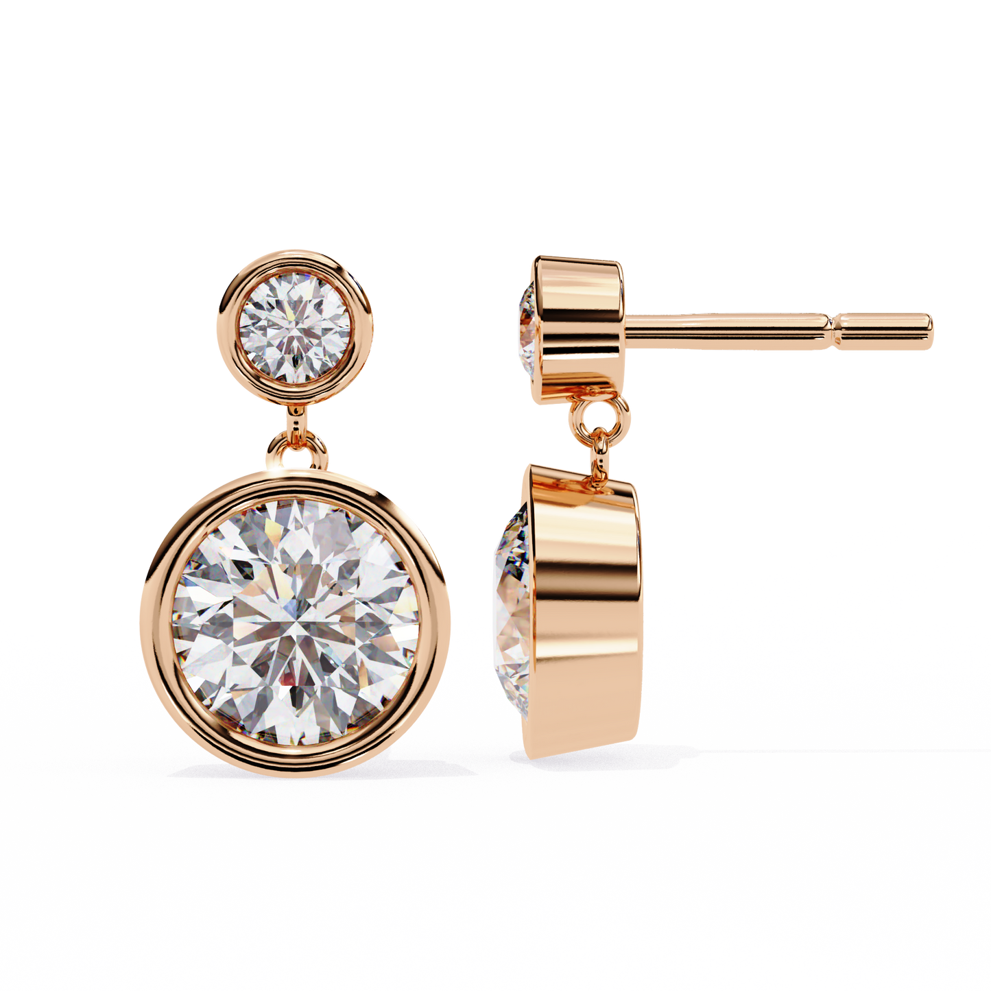 aura double bezel drop lab grown diamond studs