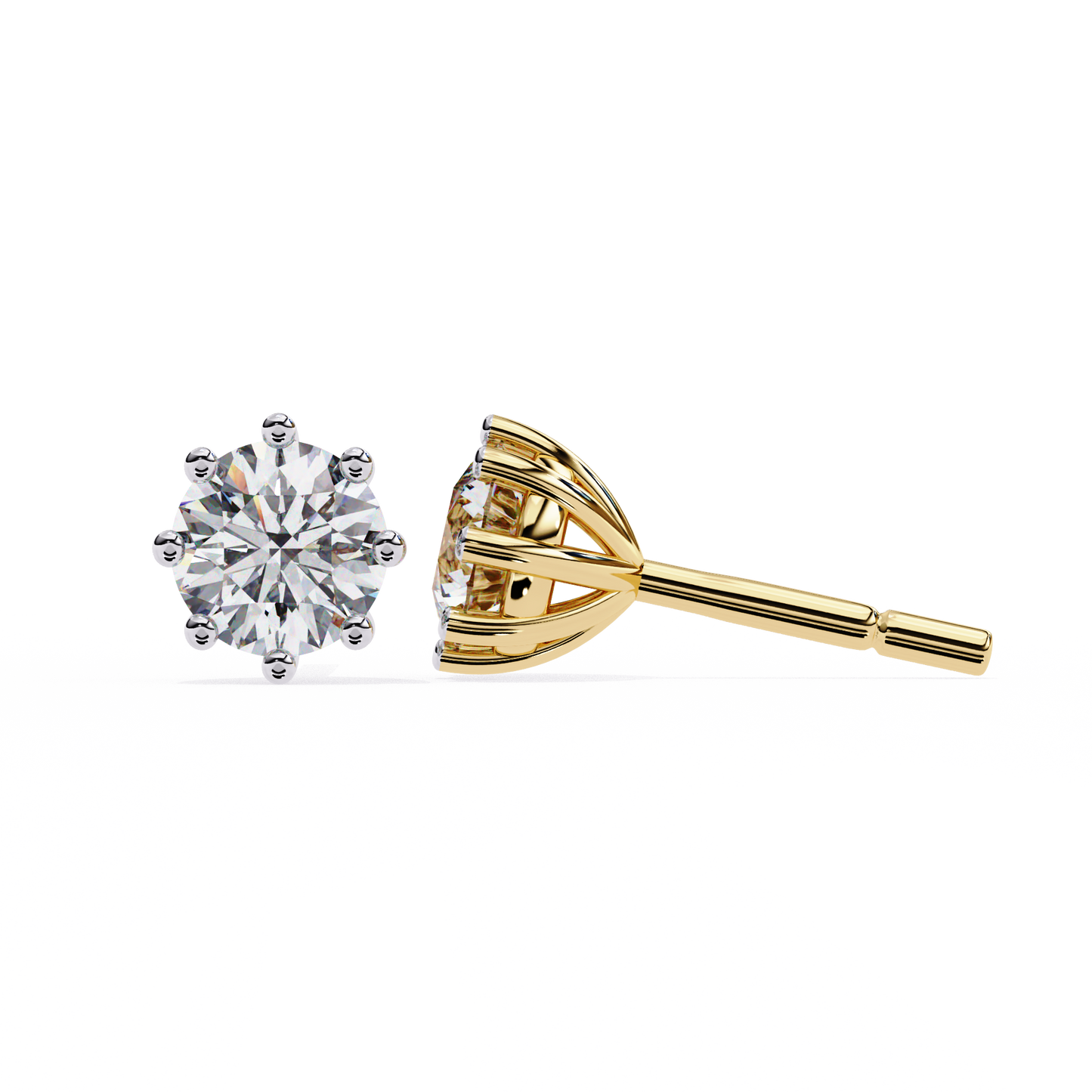 eterna six prong solitaire lab grown diamond studs