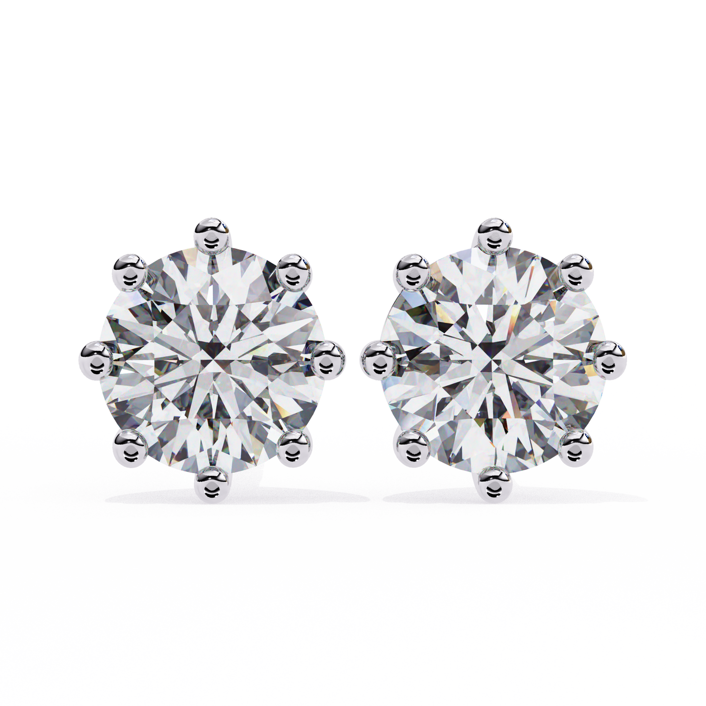 eterna six prong solitaire lab grown diamond studs