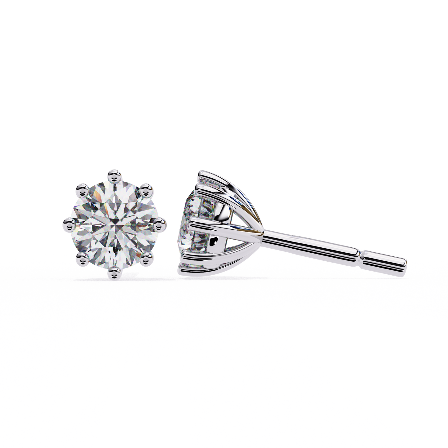 eterna six prong solitaire lab grown diamond studs