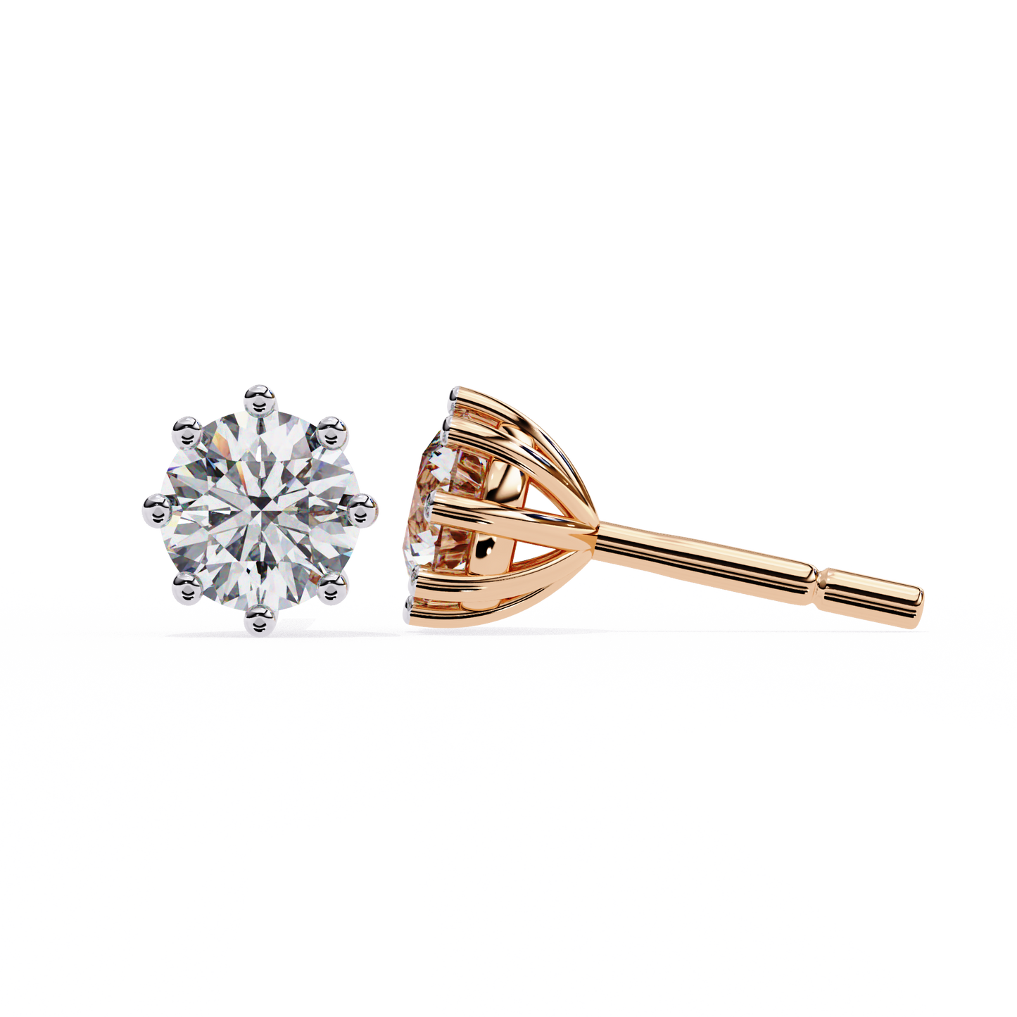 eterna six prong solitaire lab grown diamond studs