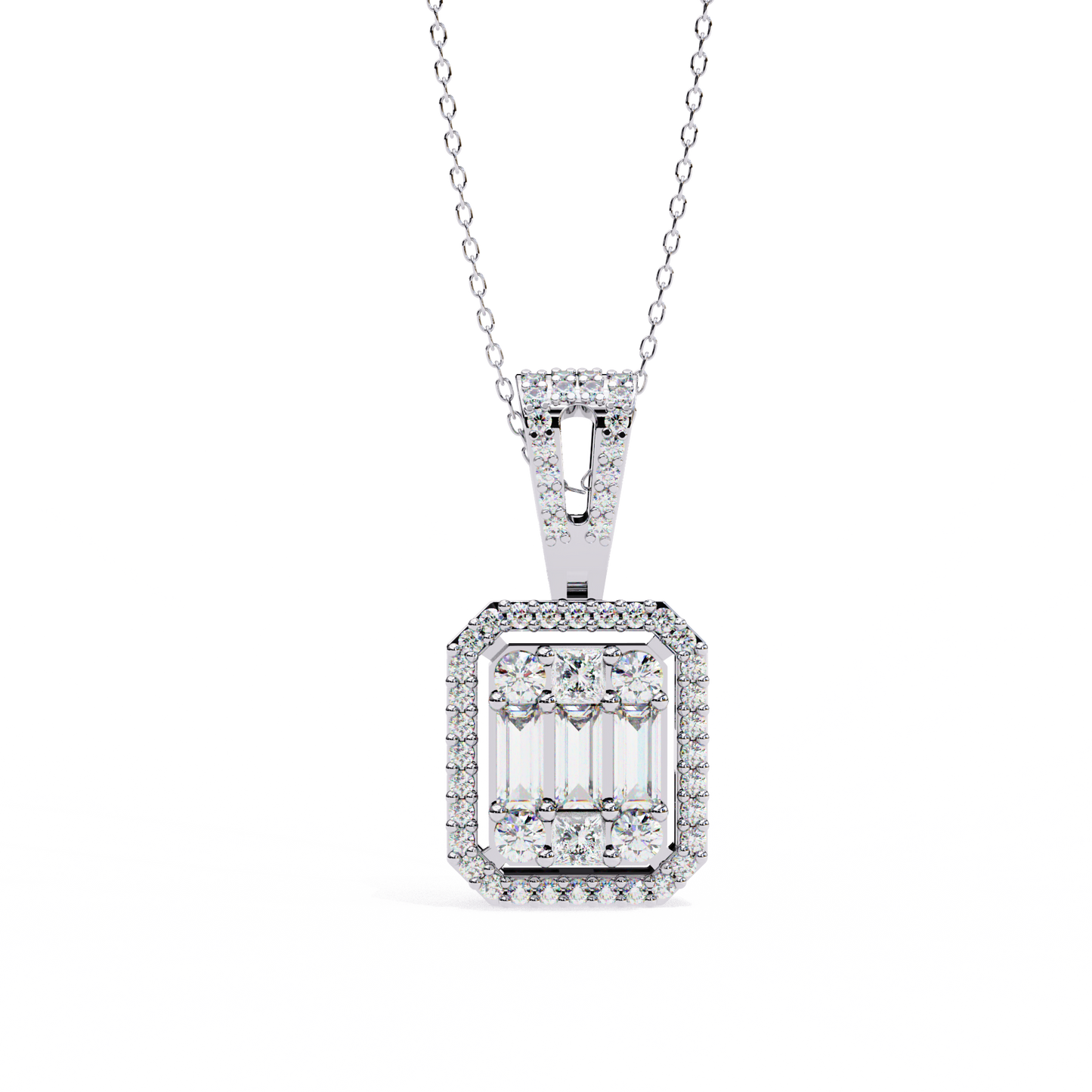 imperia square multi-cut lab grown diamond pendant