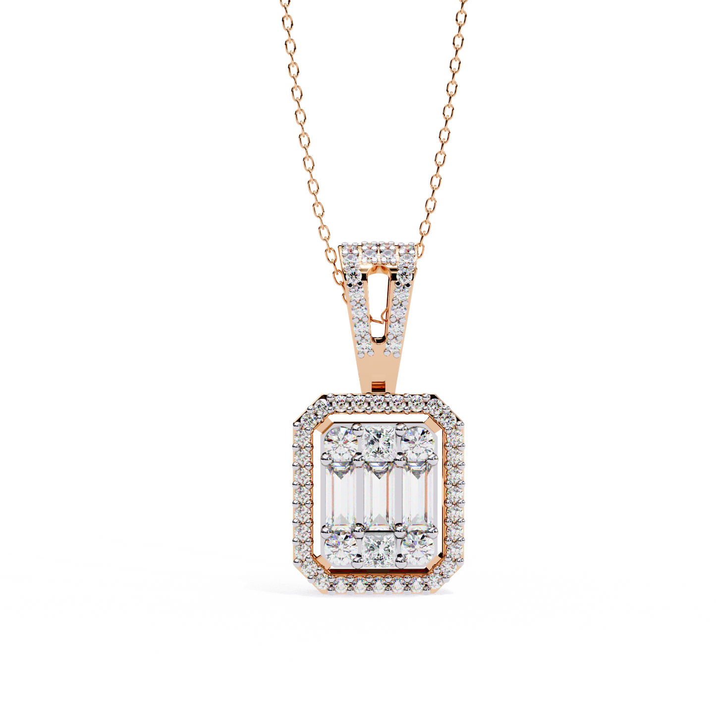 imperia square multi-cut lab grown diamond pendant