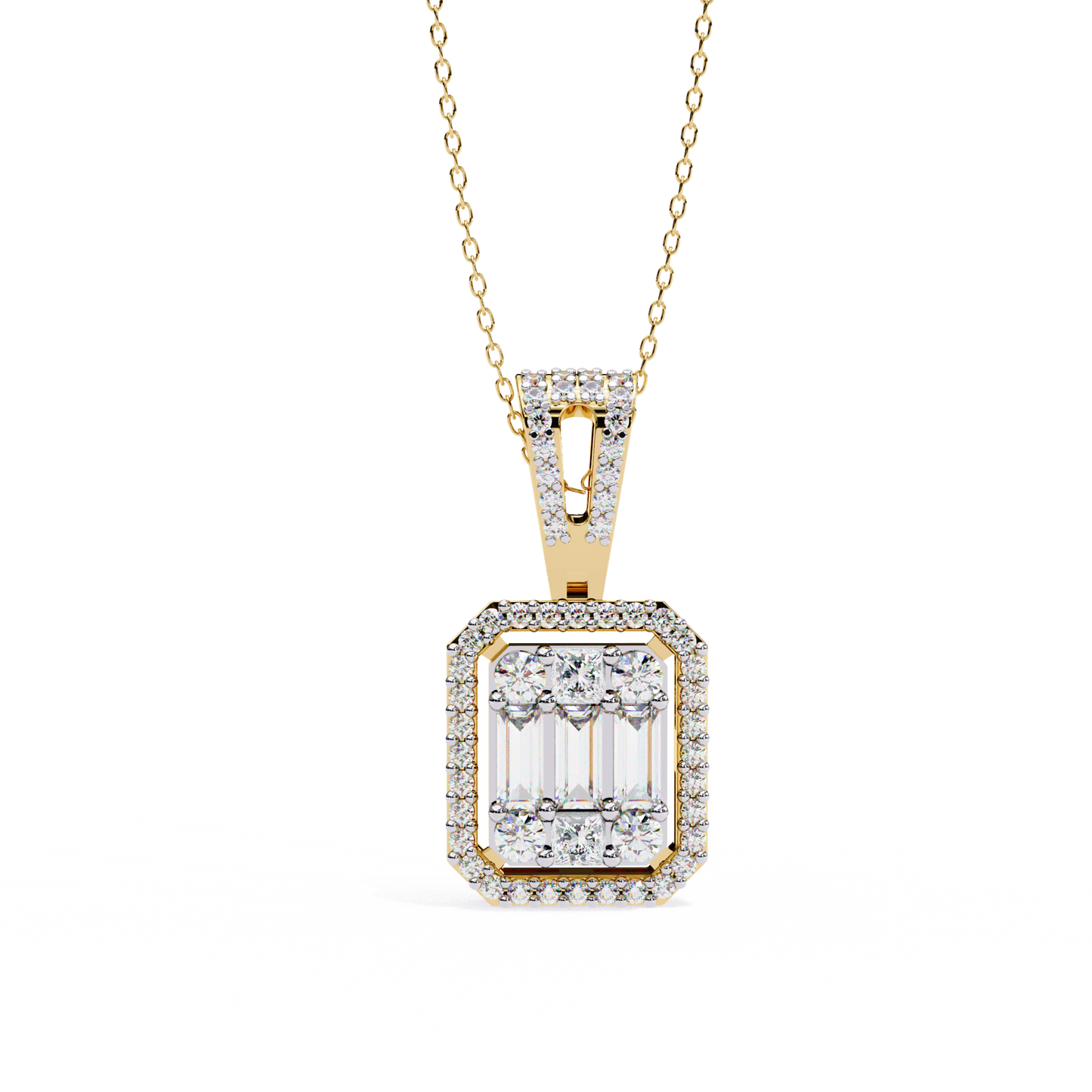 imperia square multi-cut lab grown diamond pendant
