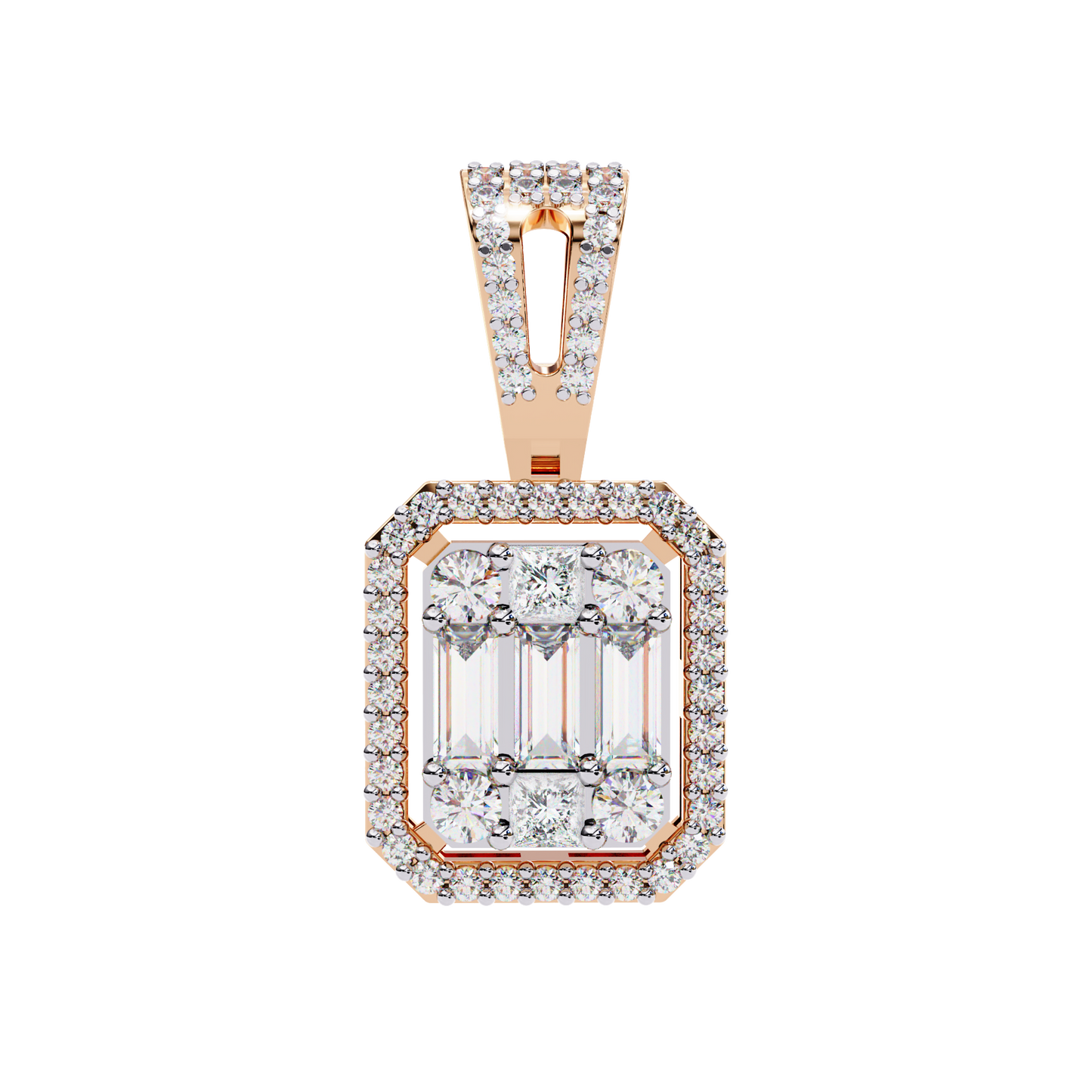 imperia square multi-cut lab grown diamond pendant
