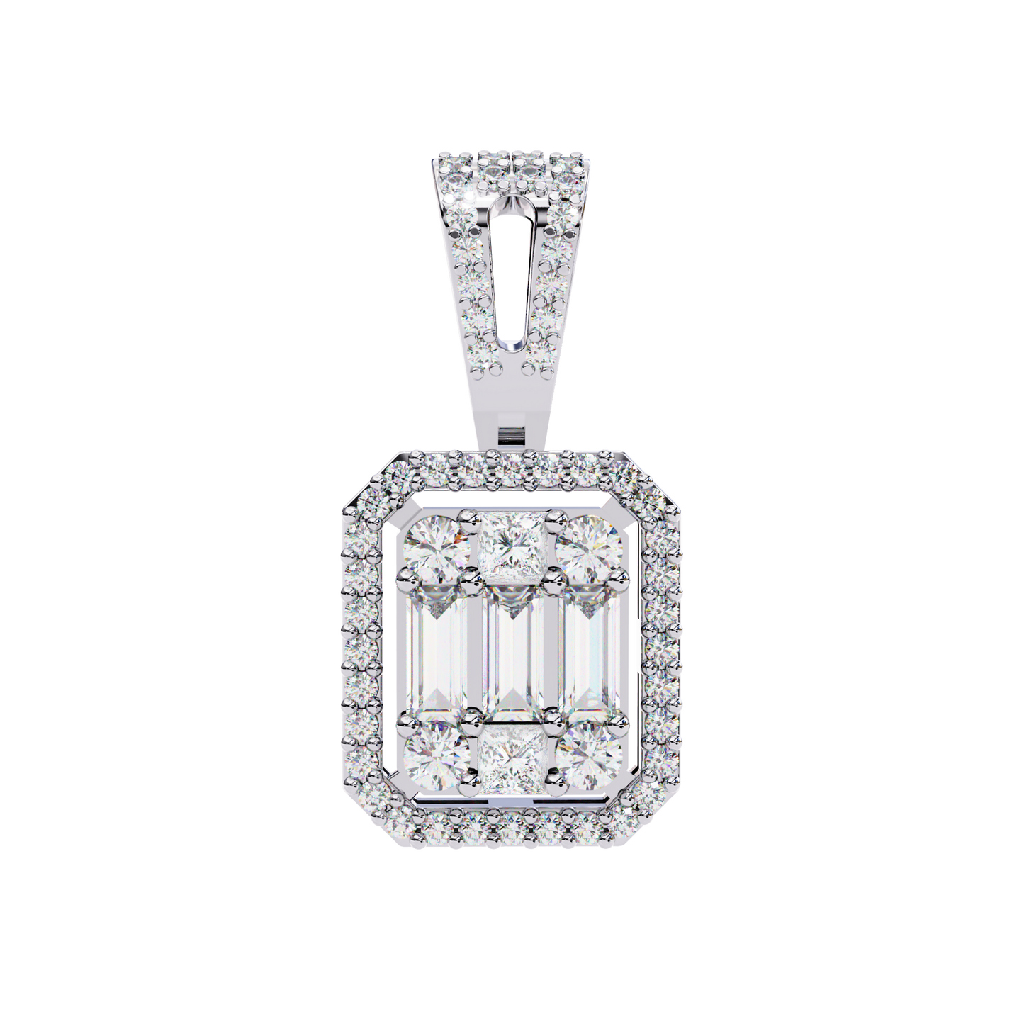 imperia square multi-cut lab grown diamond pendant