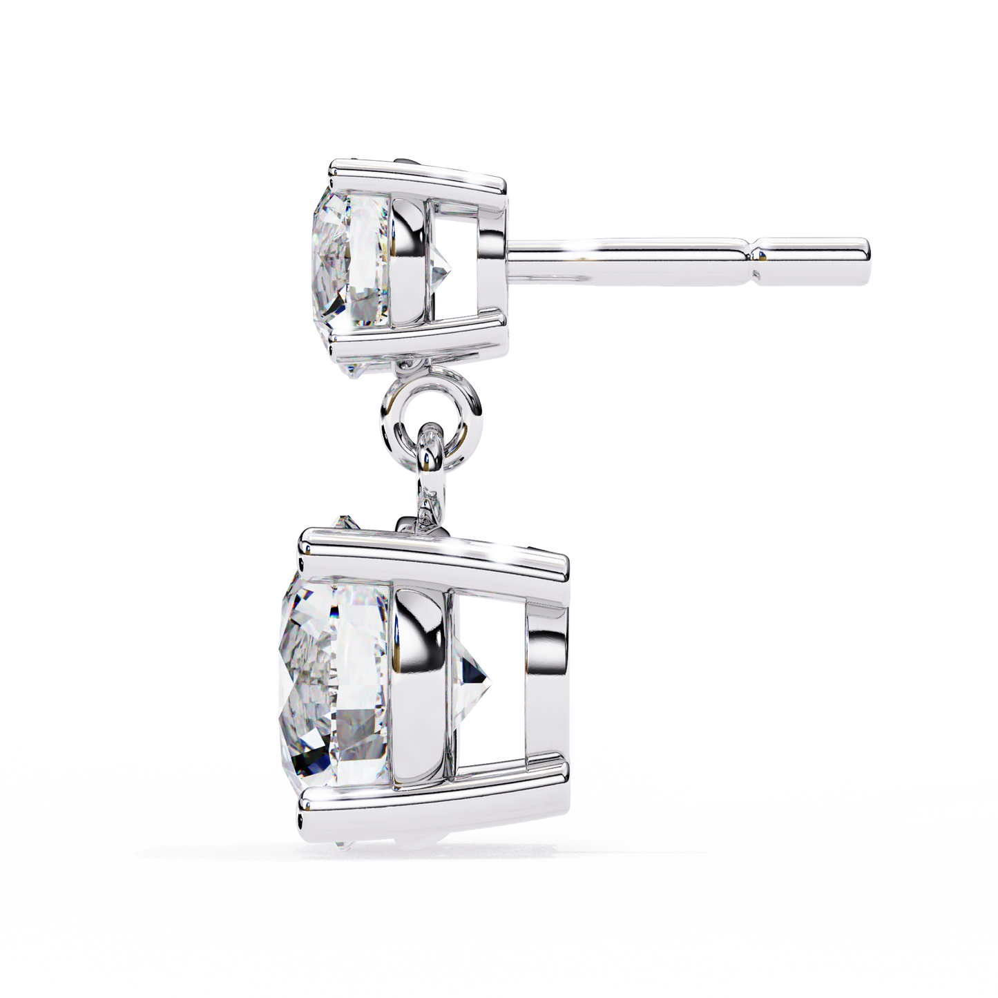 stellar drop round lab grown diamond earrings