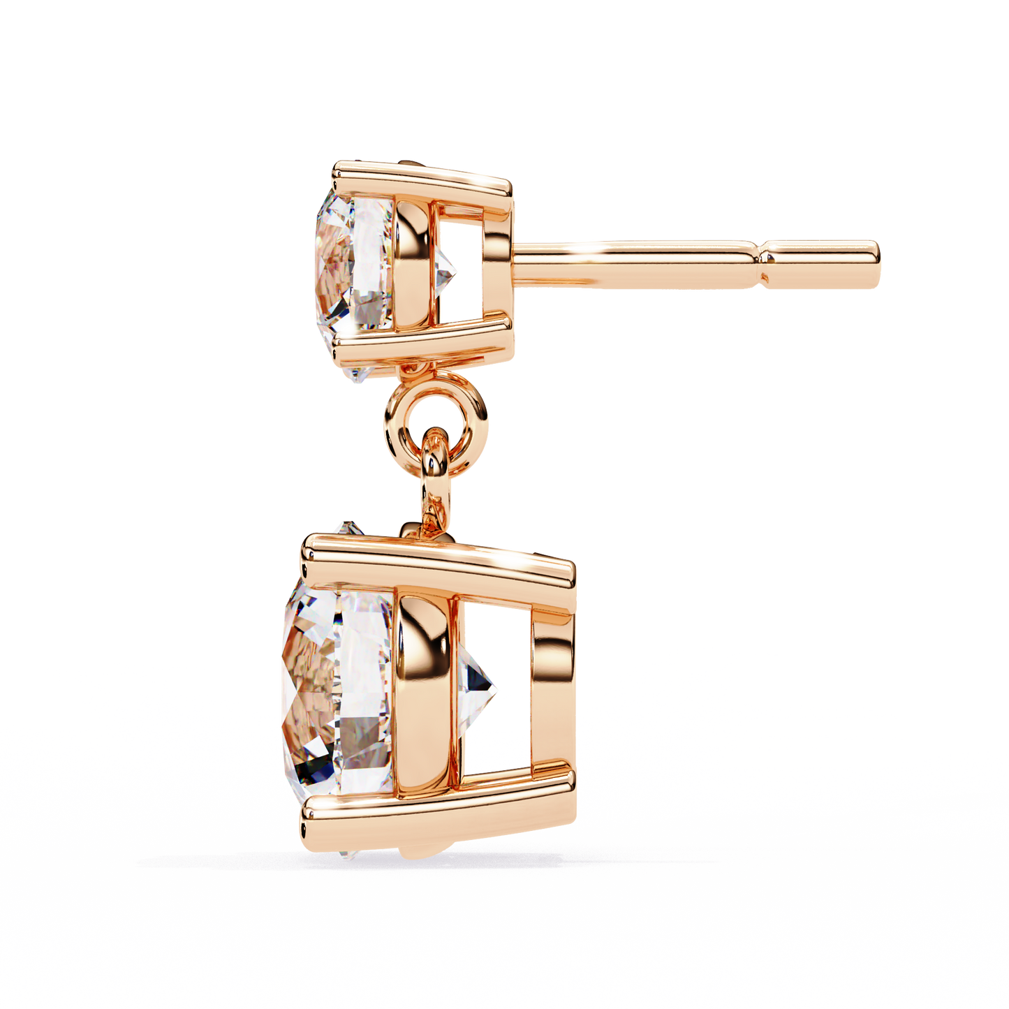 stellar drop round lab grown diamond earrings